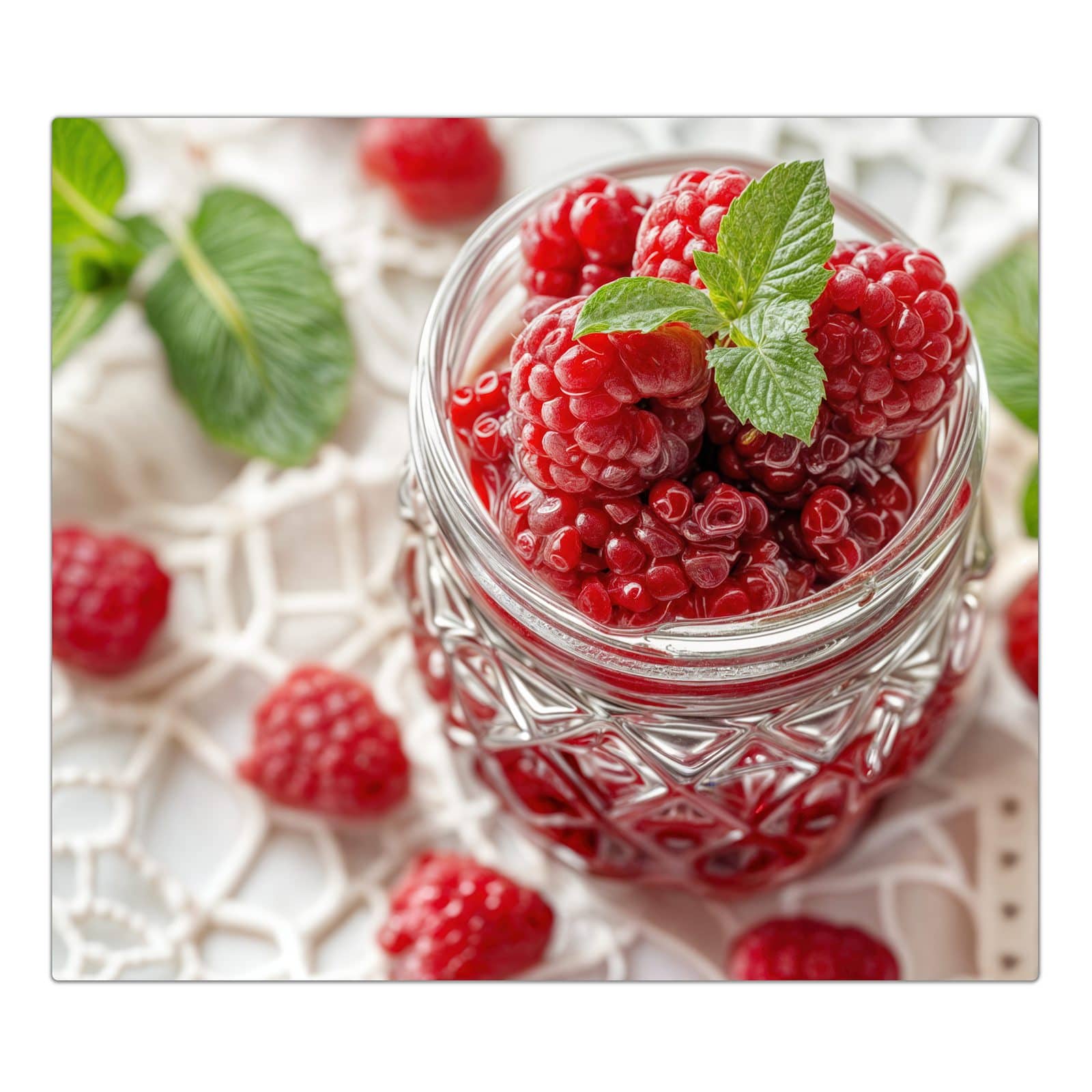 1-teilige Herdabdeckplatten aus Glas mit Glas mit Himbeeren-Motiv in der Frontansicht #grösse_1-Teilig (60x52cm)