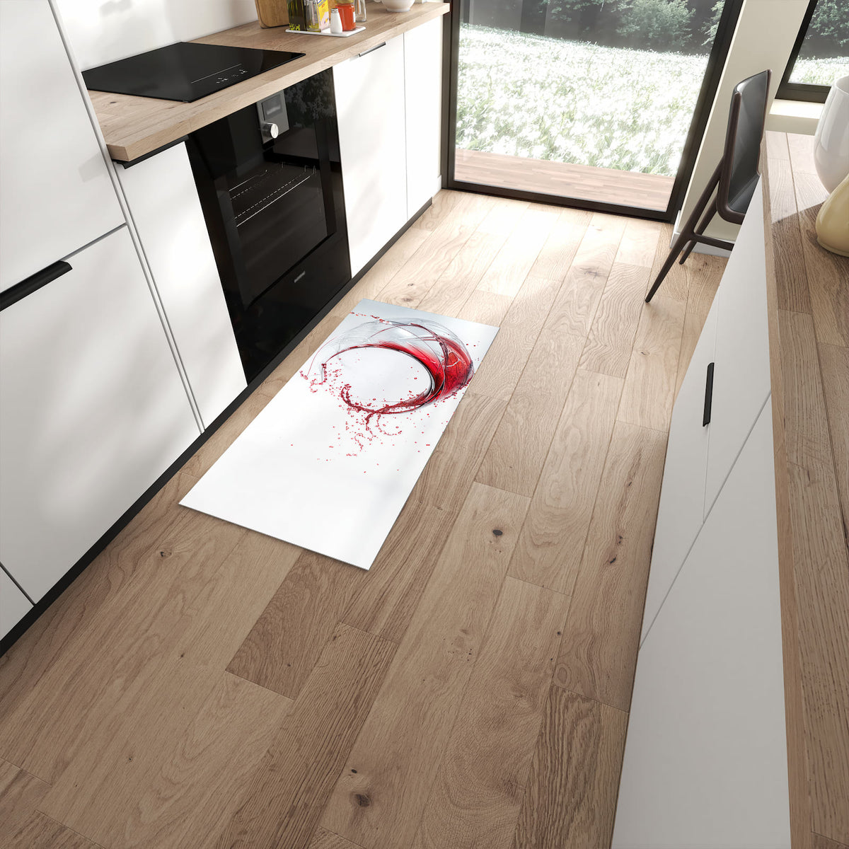Küchenteppich mit Motiv Rotwein Spritzer für angenehme Haptik in moderner Küche #grösse_60 x 120 cm