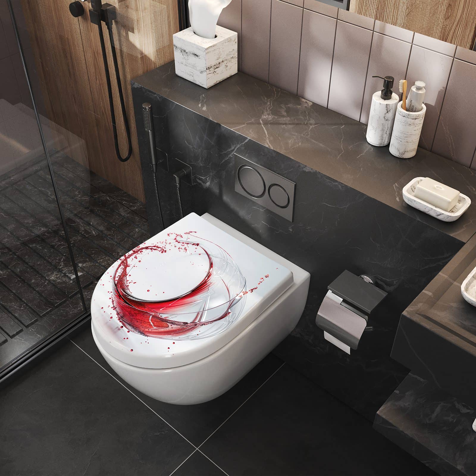 WC-Sitz mit Absenkautomatik Rotwein Spritzer