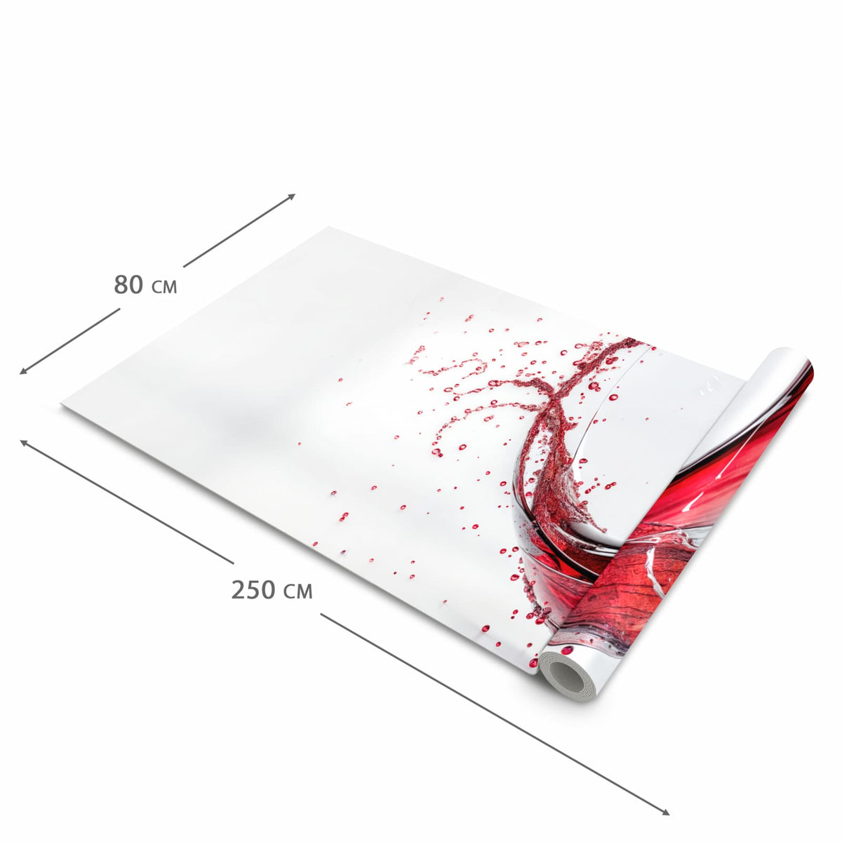 Geruchsneutraler rutschfester Küchenläufer mit Motiv Rotwein Spritzer in der Grösse 80x280 cm