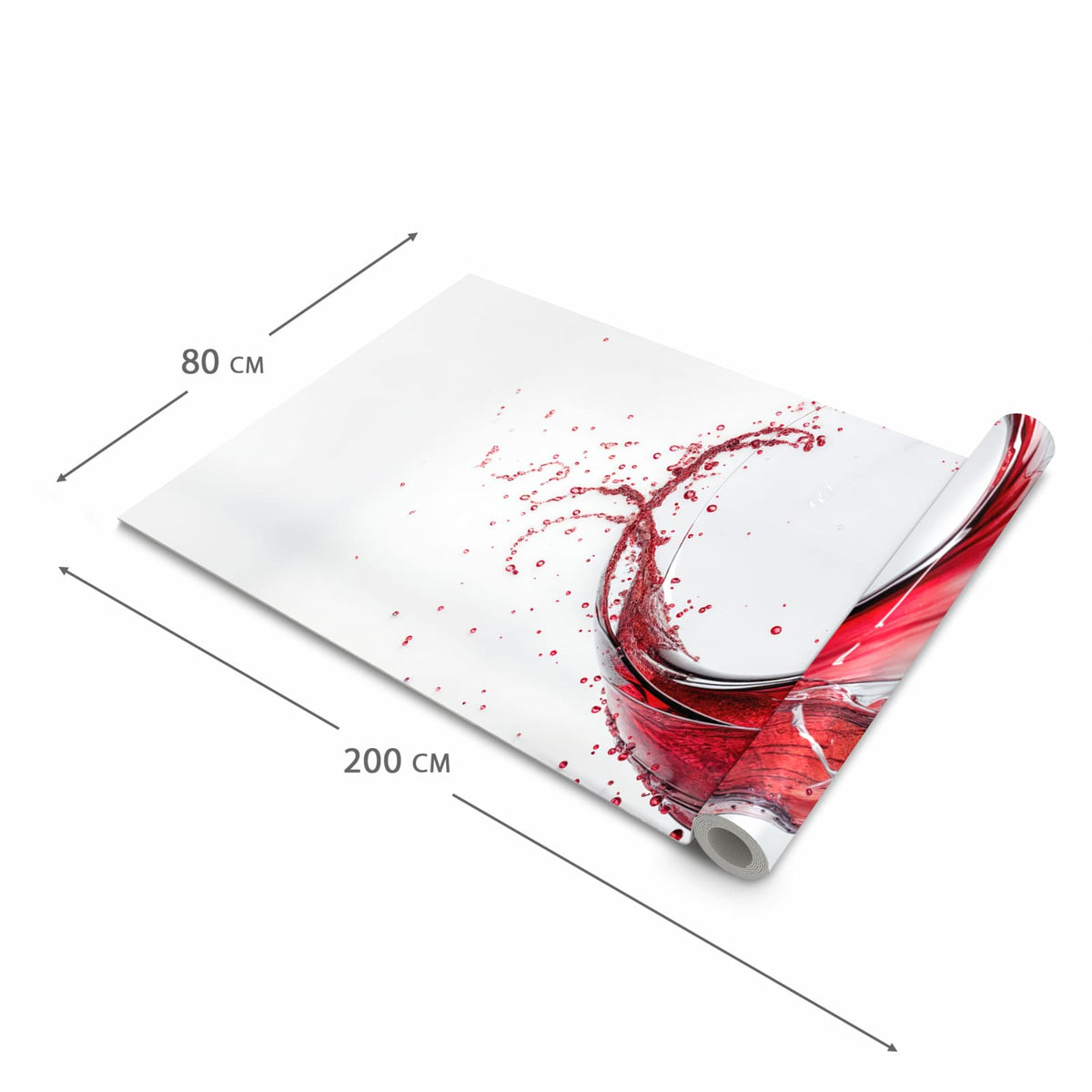 Schmutzabweisender rutschfester Küchenläufer mit Motiv Rotwein Spritzer in der Größe 80x280 cm