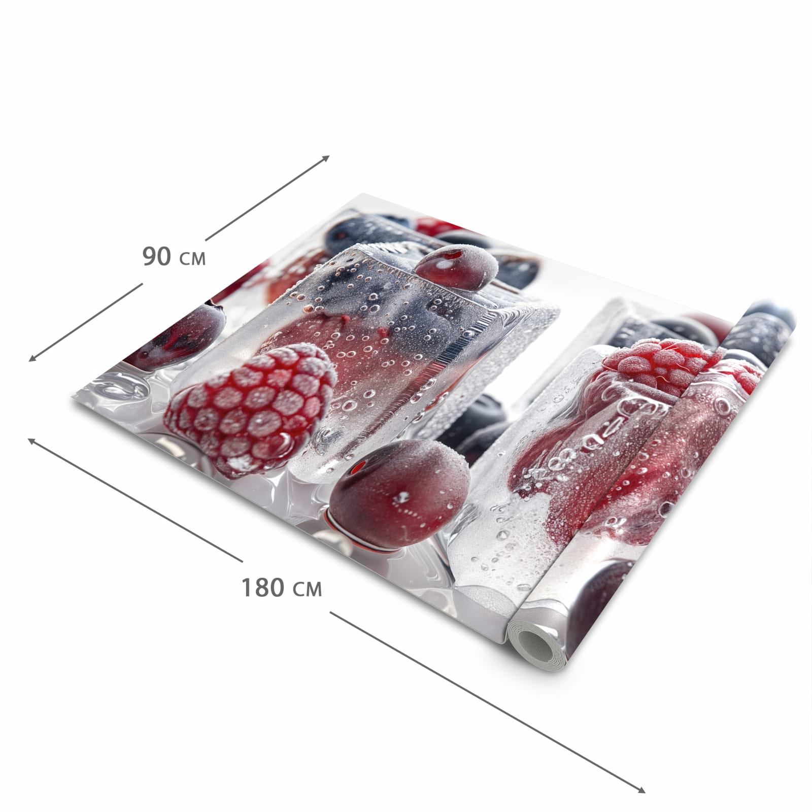 Formstabiler waschbarer Küchenteppich mit Motiv Gefrorene Beeren in der Grösse 80x280 cm