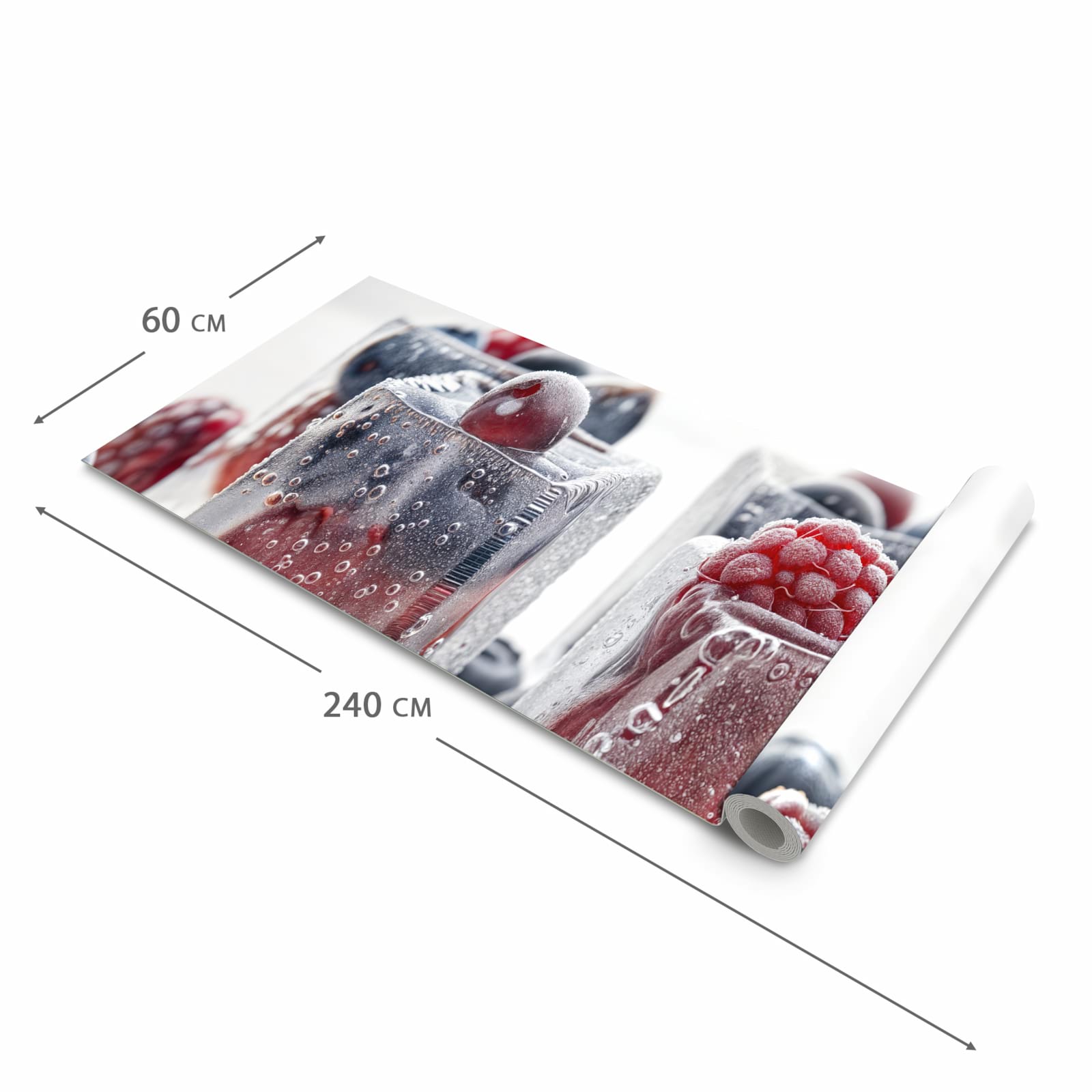 Waschbarer rutschfester Küchenteppich mit Motiv Gefrorene Beeren in der Größe 80x250 cm