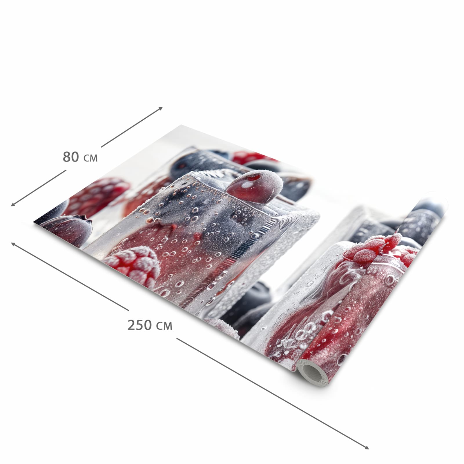 Organisierender Küchenläufer mit Motiv Gefrorene Beeren in der Grösse 80x250 cm