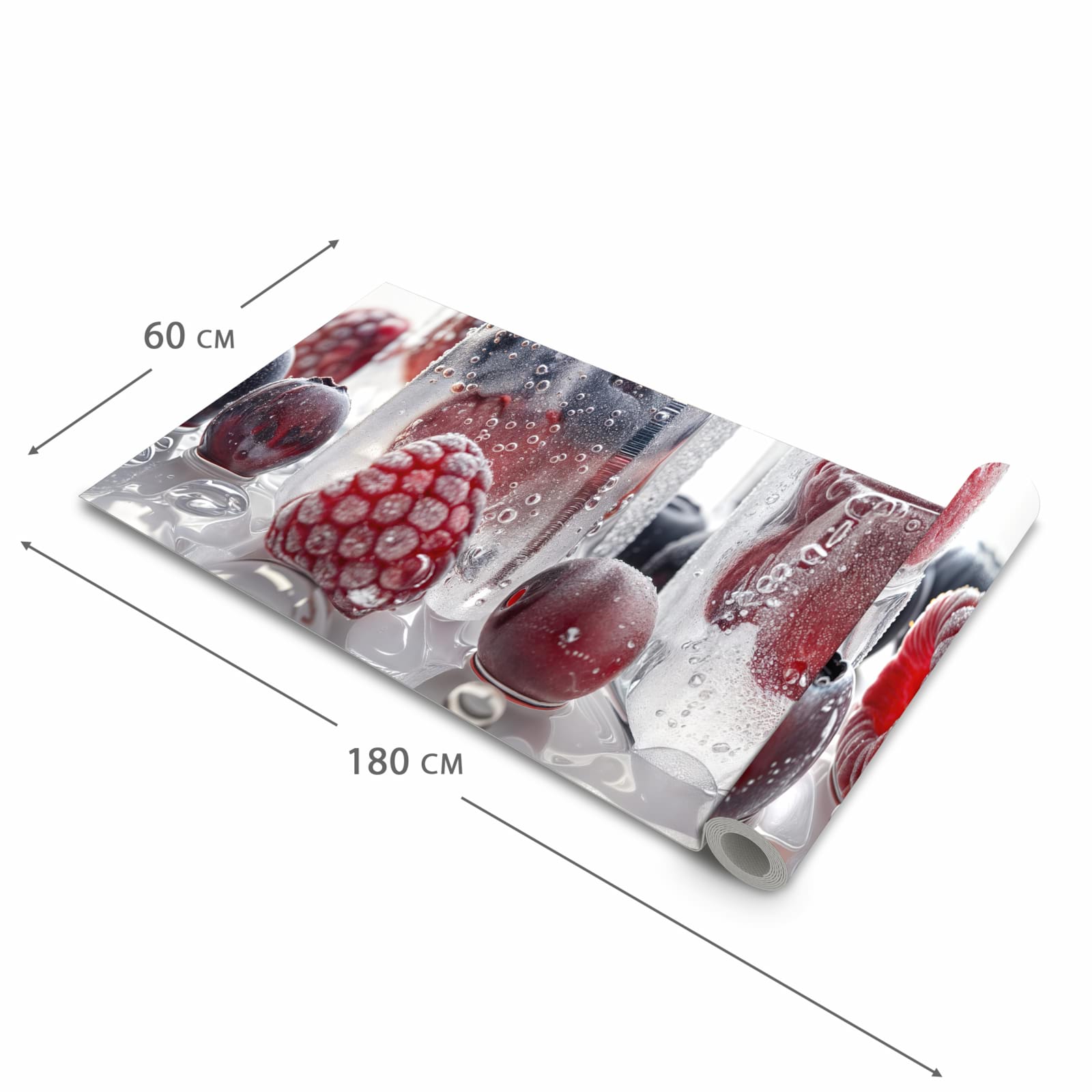 Strapazierfähiger waschbarer Teppich Esstisch mit Motiv Gefrorene Beeren in der Größe 80x250 cm