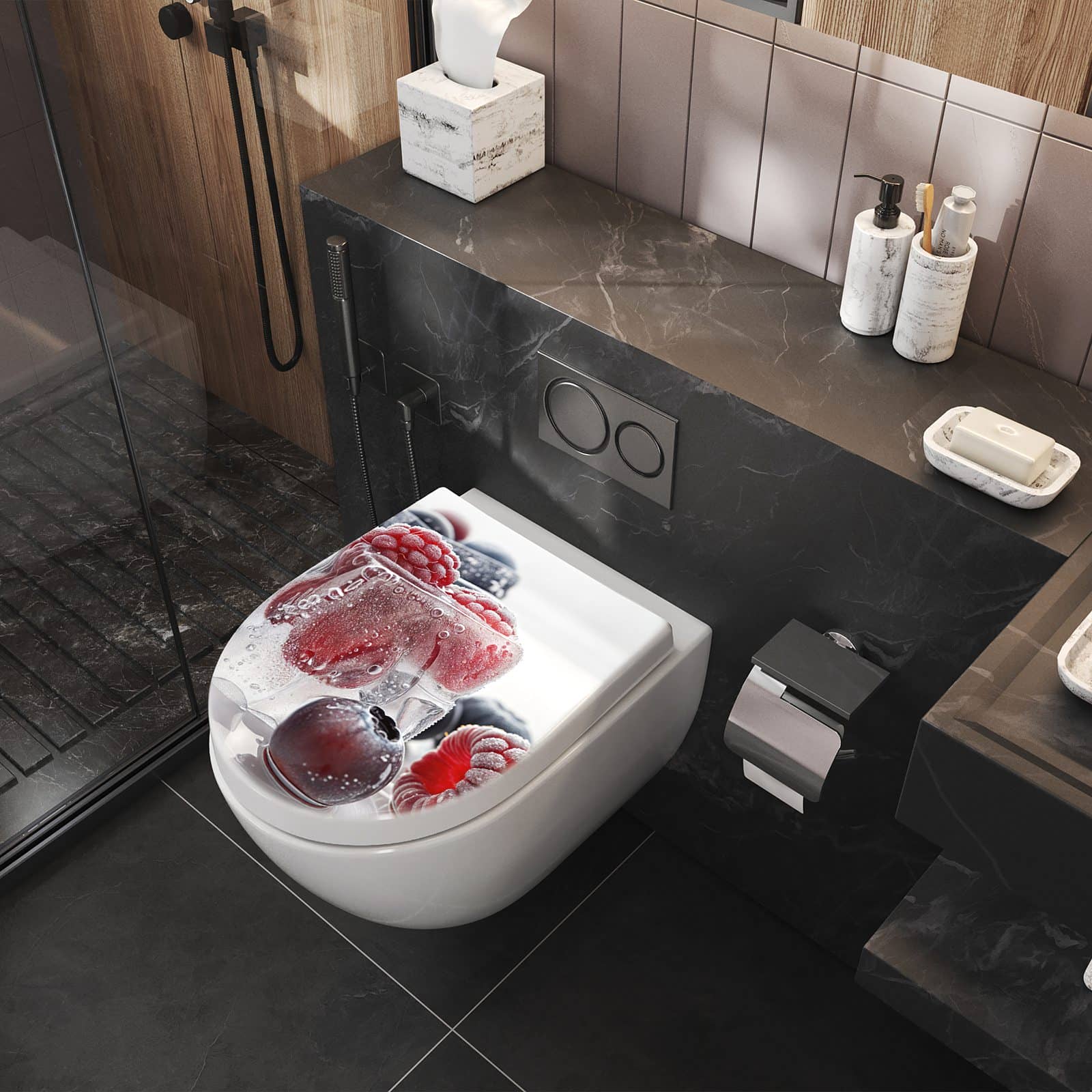 WC-Sitz mit Absenkautomatik Gefrorene Beeren