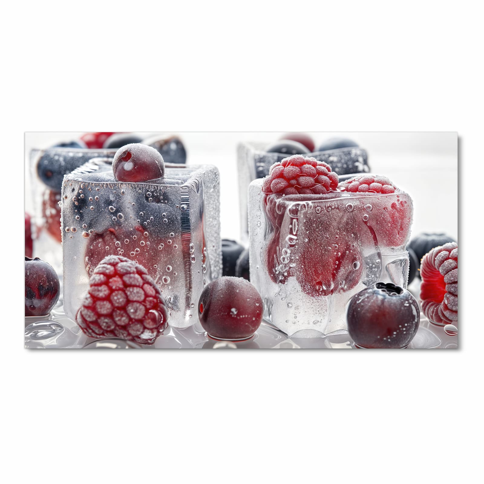 Zeitsparender waschbarer Küchenteppich mit Motiv Gefrorene Beeren in Frontansicht