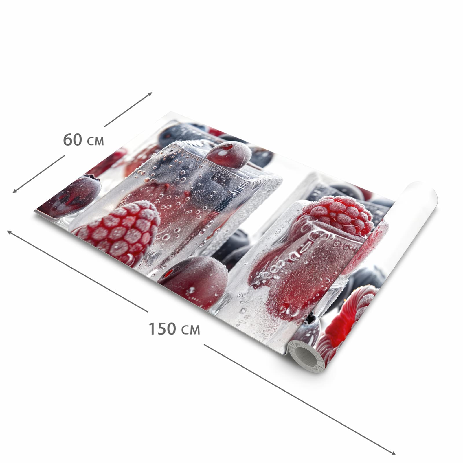 Hygienischer Teppich fürs Esszimmer mit Motiv Gefrorene Beeren in der Grösse 80x250 cm