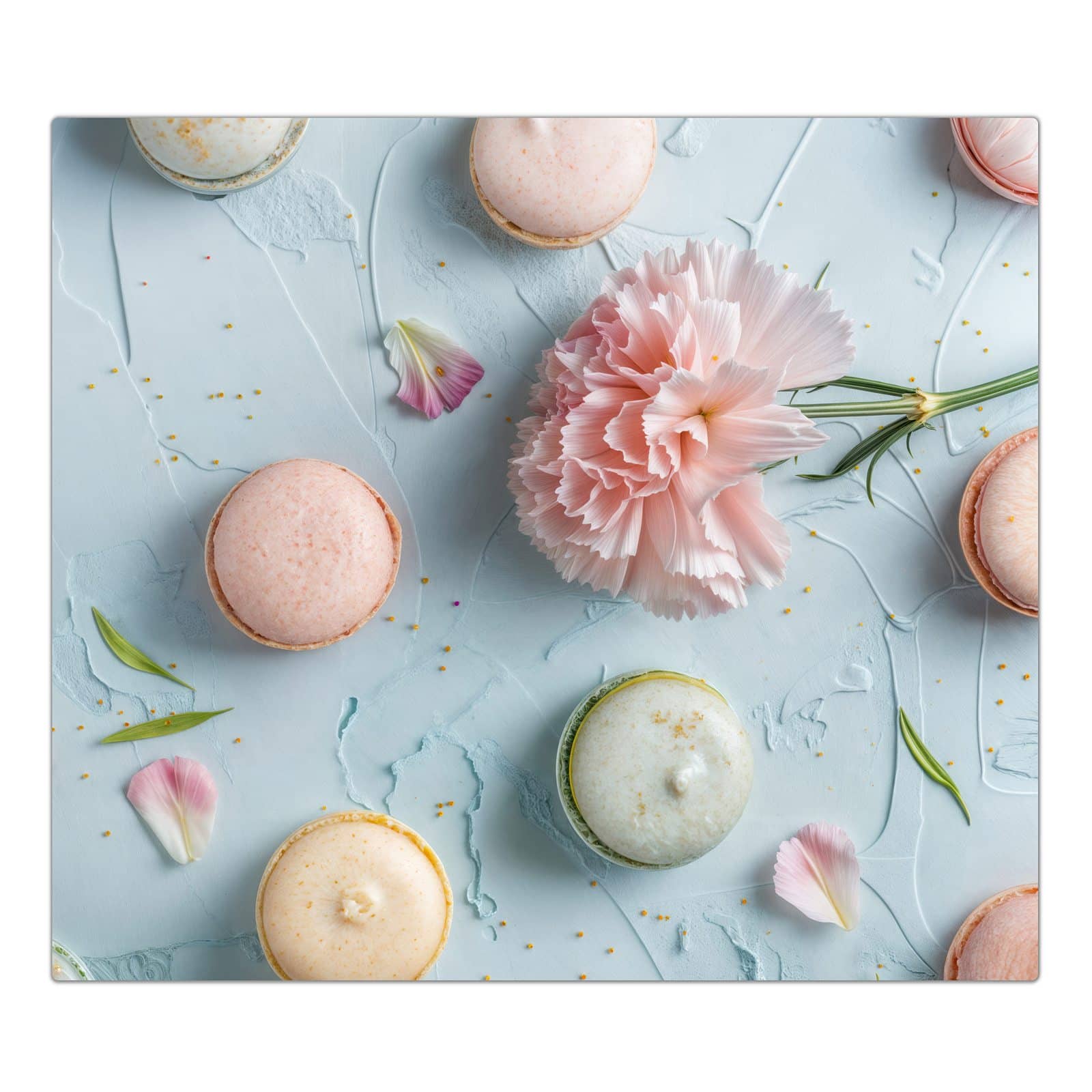 1-teilige Herdabdeckplatte aus Glas mit Französische Macarons-Motiv in der Frontansicht #grösse_1-Teilig (60x52cm)