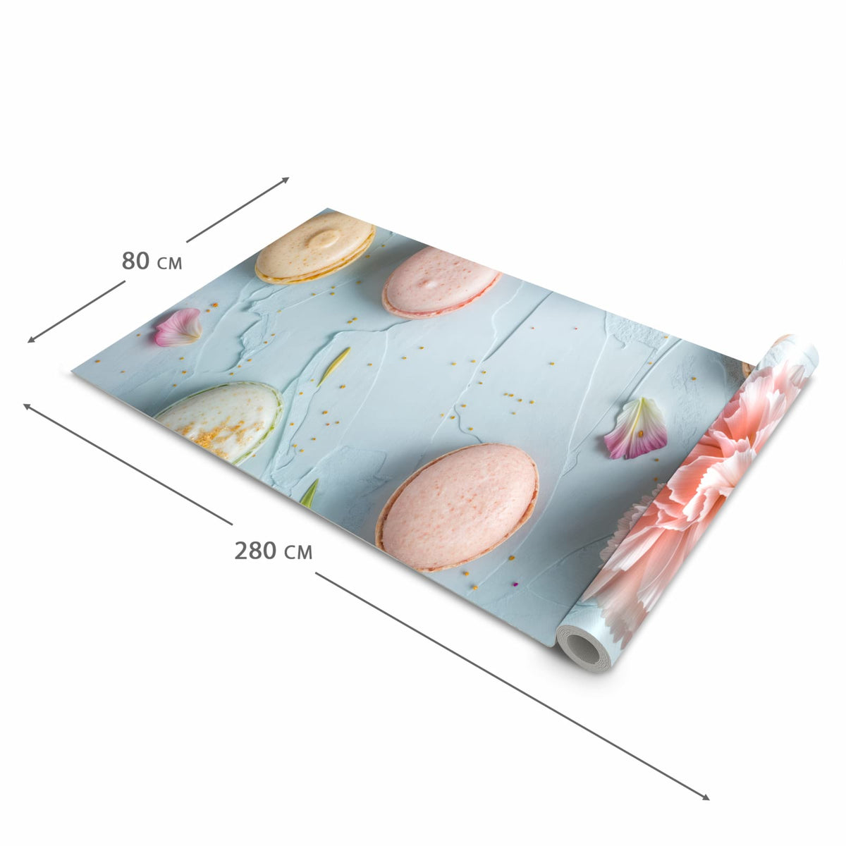 Pflegeleichter Läufer Eingangsbereich mit Motiv Französische Macarons in der Größe 80x250 cm