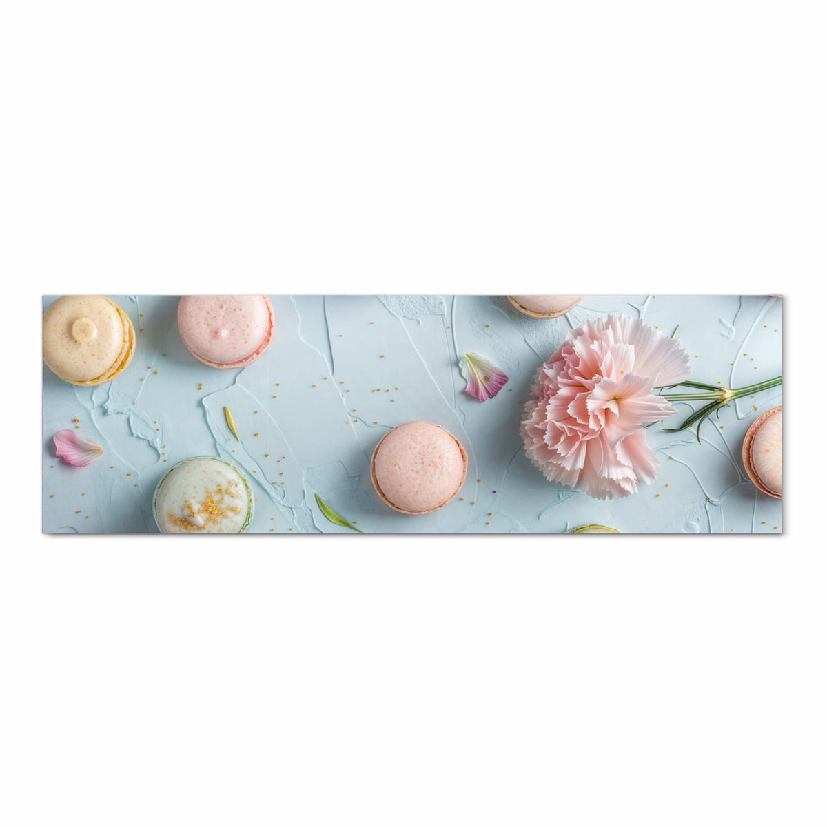Bodenschonender rutschfester Küchenteppich mit Motiv Französische Macarons in Frontansicht
