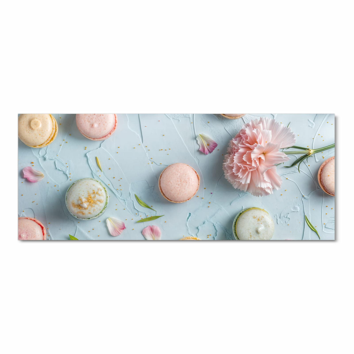 Waschbarer rutschfester Läufer mit Motiv Französische Macarons in Frontansicht