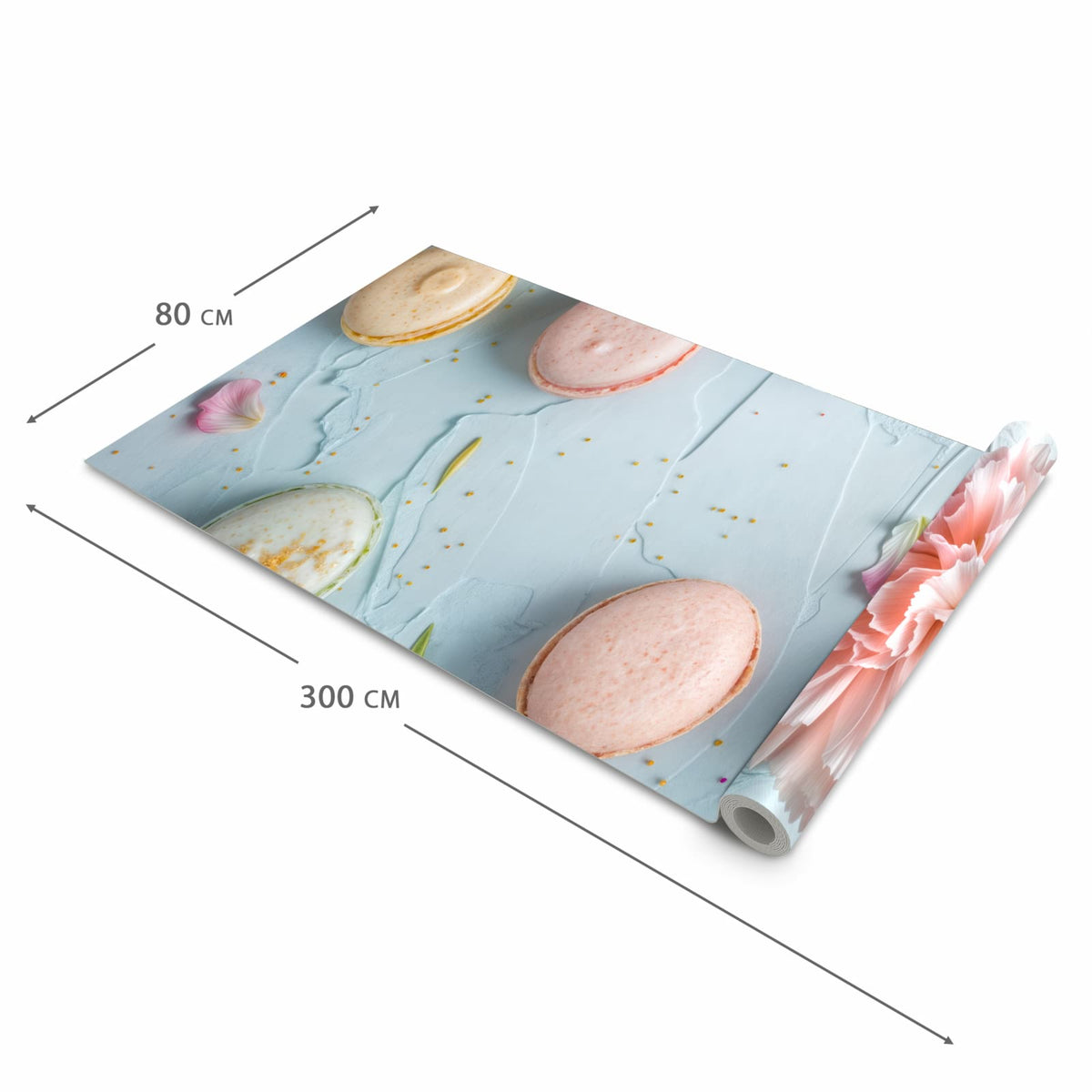 Komfortabler Läufer flur rutschfest mit Motiv Französische Macarons in der Grösse 80x250 cm