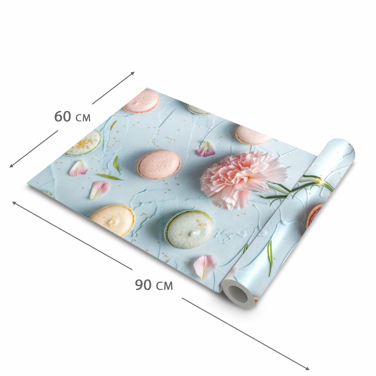 Geruchsneutraler waschbarer Küchenläufer mit Motiv Französische Macarons in der Grösse 80x250 cm
