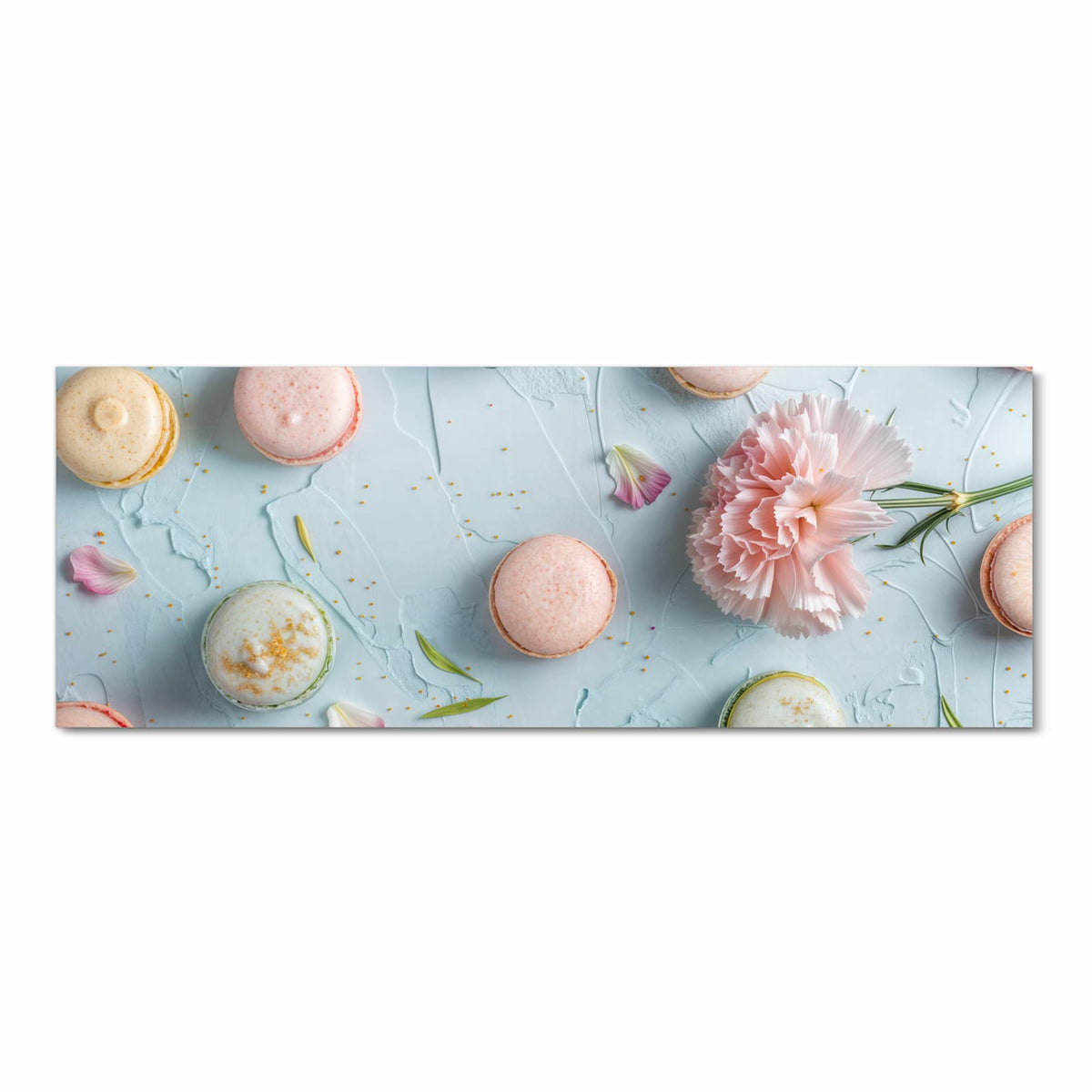 Küchenteppich mit Motiv Französische Macarons in Frontansicht - sicher aufbewahren