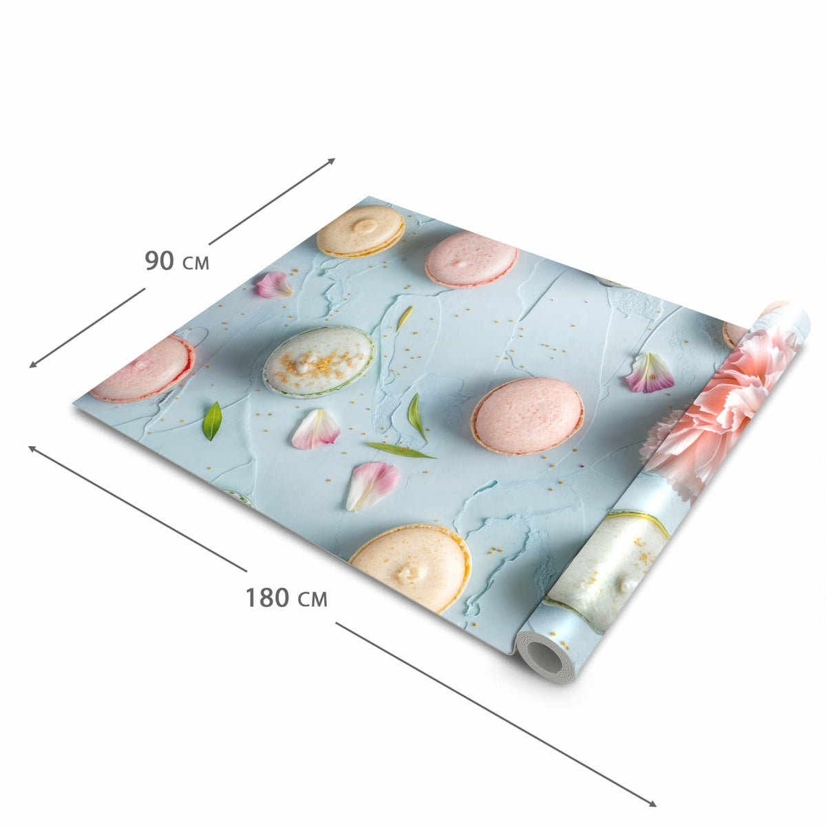 Rutschhemmender dünner Teppich mit Motiv Französische Macarons in der Grösse 80x250 cm