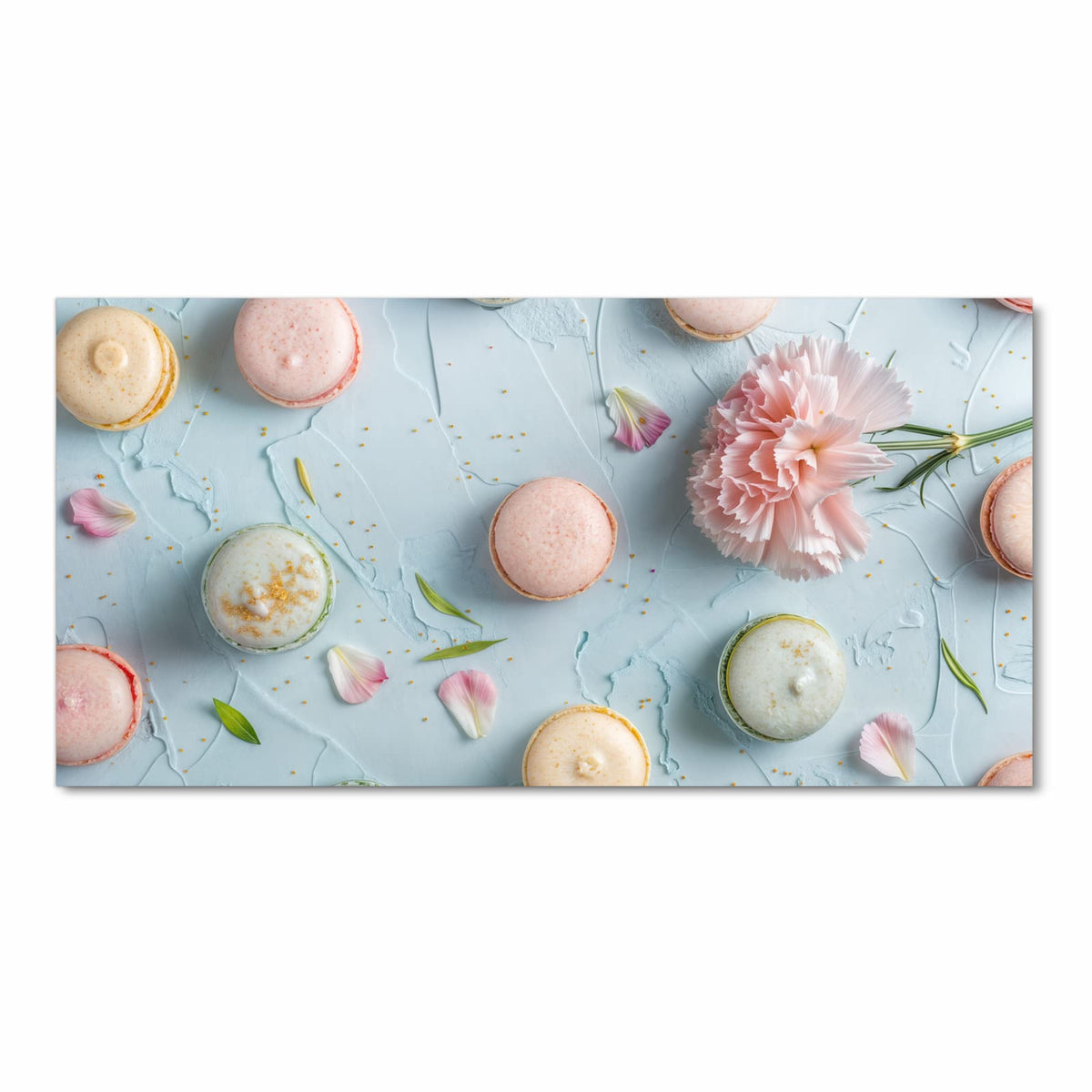 Strapazierfähiger Läufer für Eingangsbereich mit Motiv Französische Macarons in Frontansicht