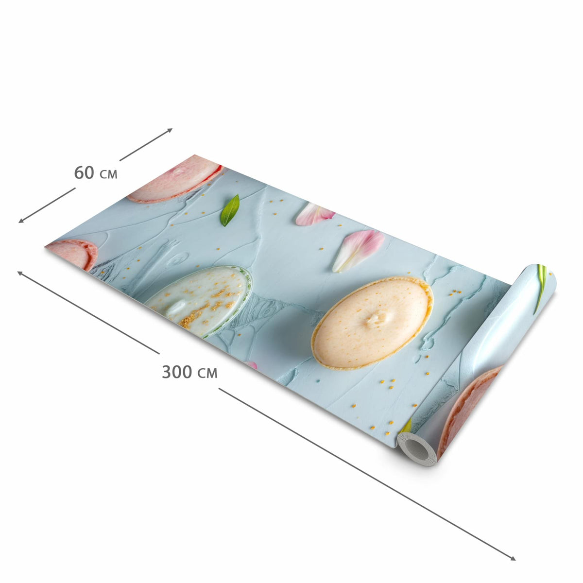 Schmutzabweisender Teppichläufer für die Küche mit Motiv Französische Macarons in der Grösse 80x250 cm