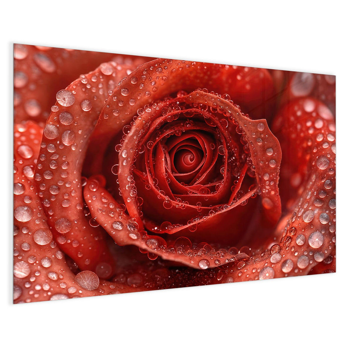4 mm Glas statt lackiertem Blech – Magnettafel - Rote Rose mit Tropfen
