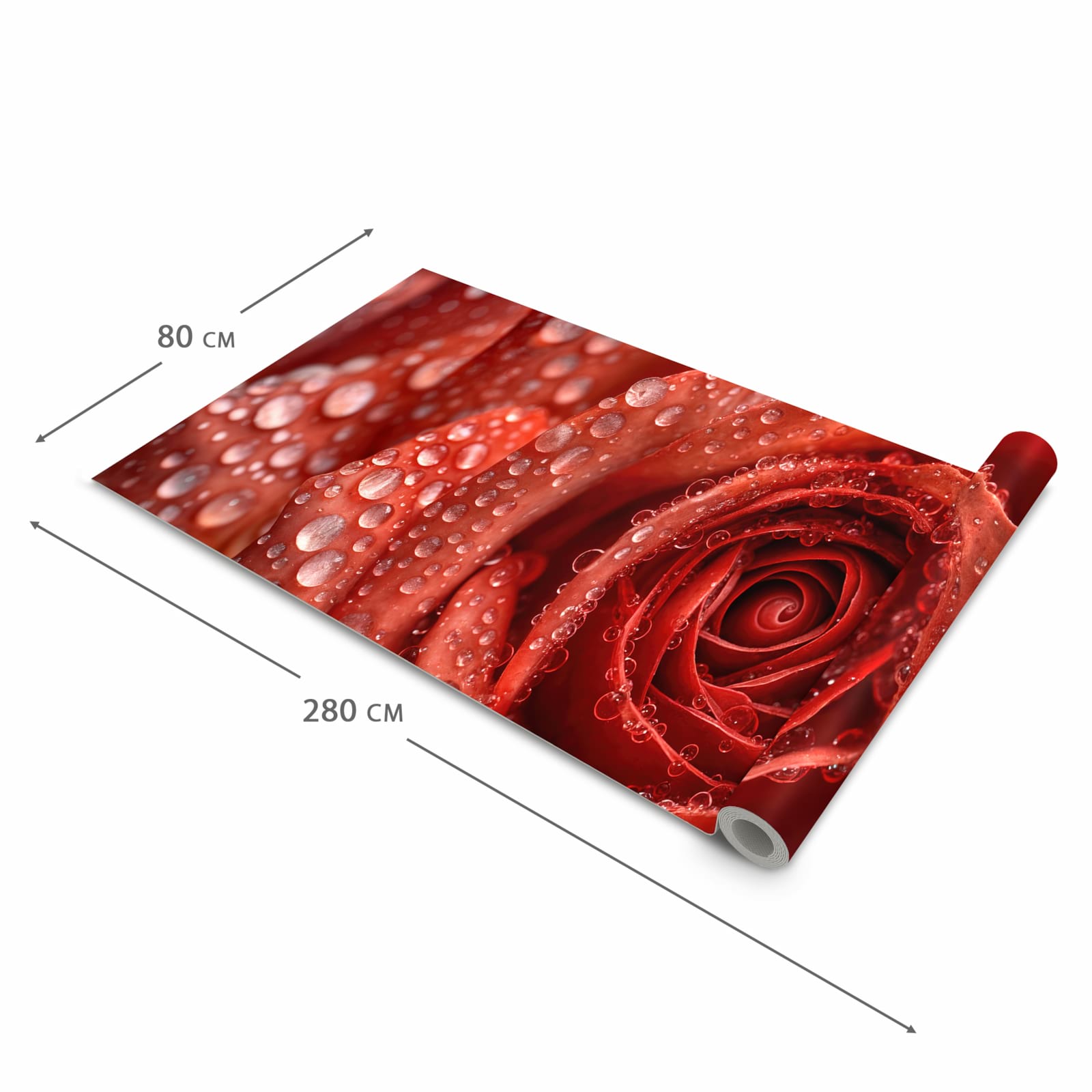 Formstabiler Küchenteppich mit Motiv Wassertropfen Rose in der Grösse 80x250 cm
