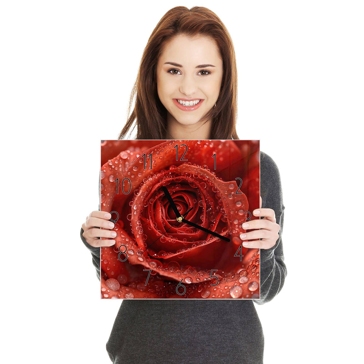 Makro einer roten Rose, dicht mit Wassertropfen besetzt