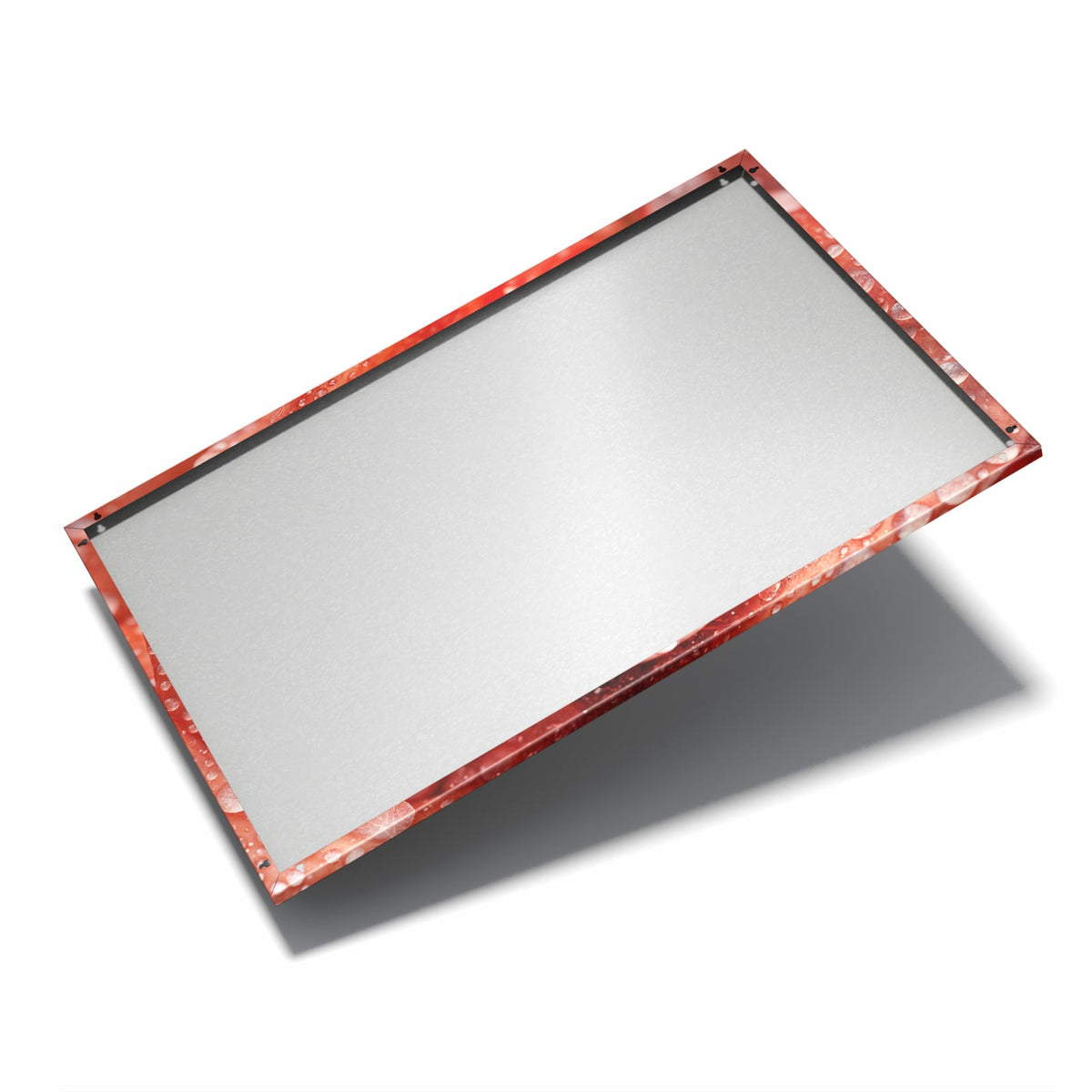 Nur 7 mm – liegt eng an der Wand – Metall Magnettafel - Rote Rose mit Tropfen