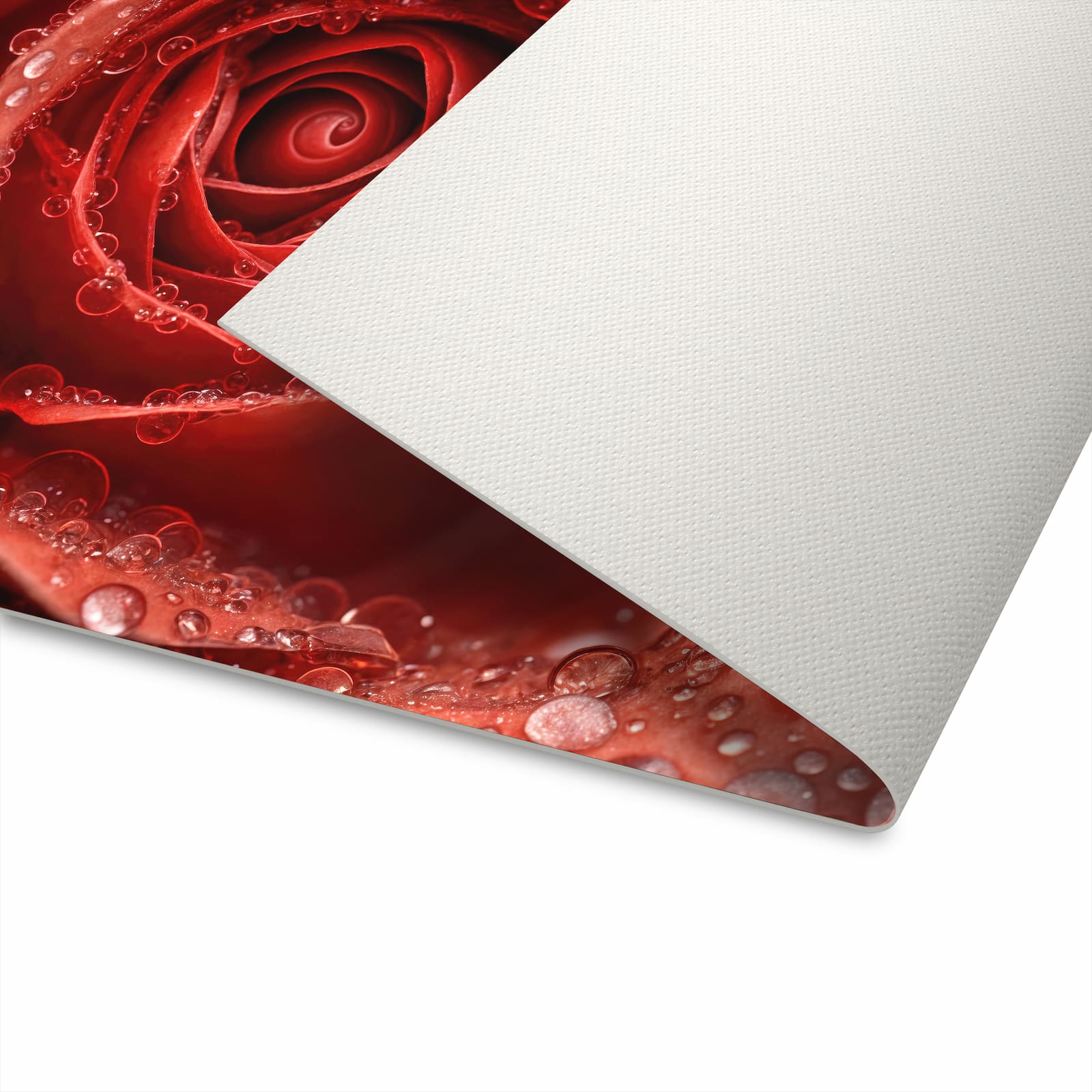 Wasserabweisender Küchenteppich mit Motiv Wassertropfen Rose in der Unterseite