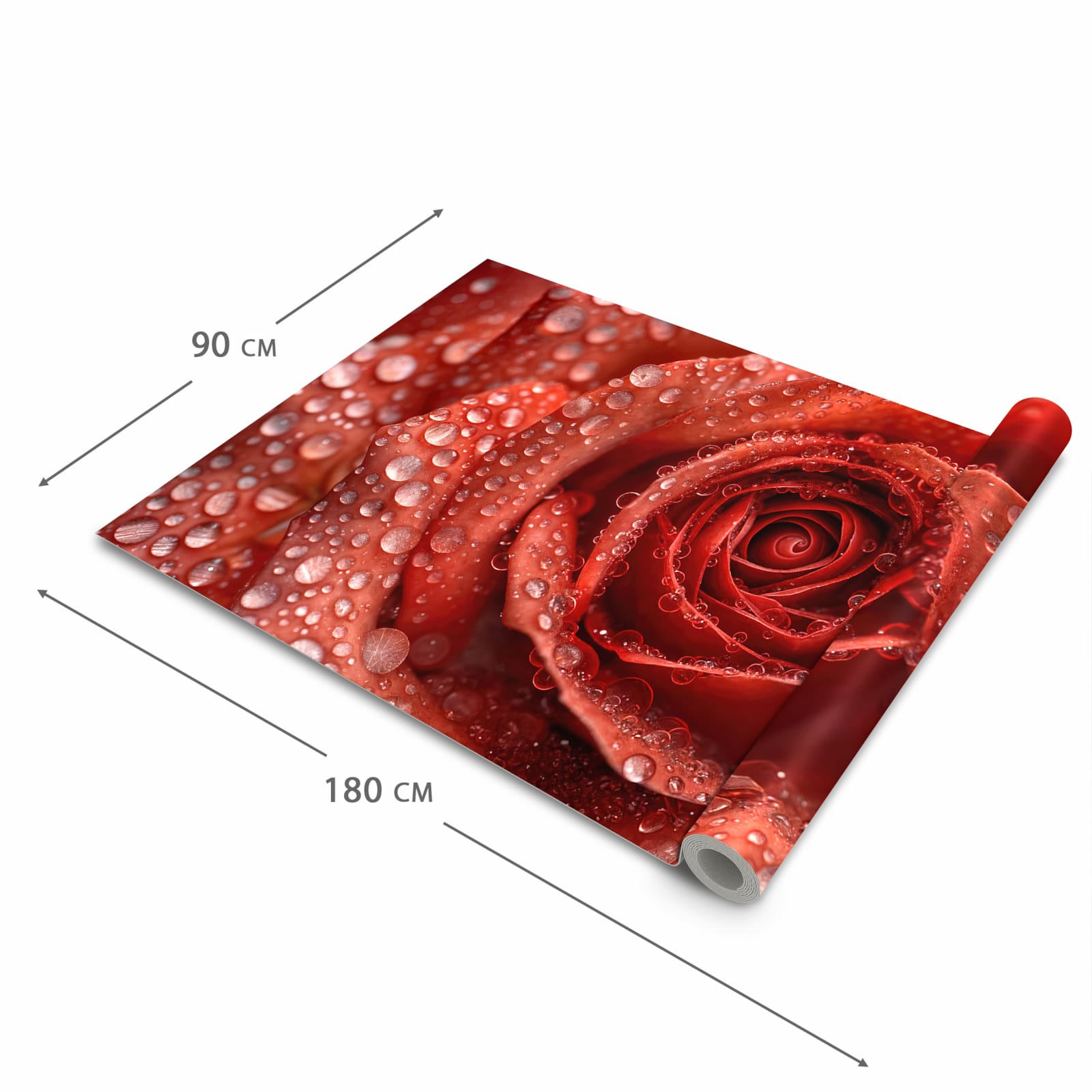 Zeitsparender Küchenläufer mit Motiv Wassertropfen Rose in der Grösse 80x250 cm