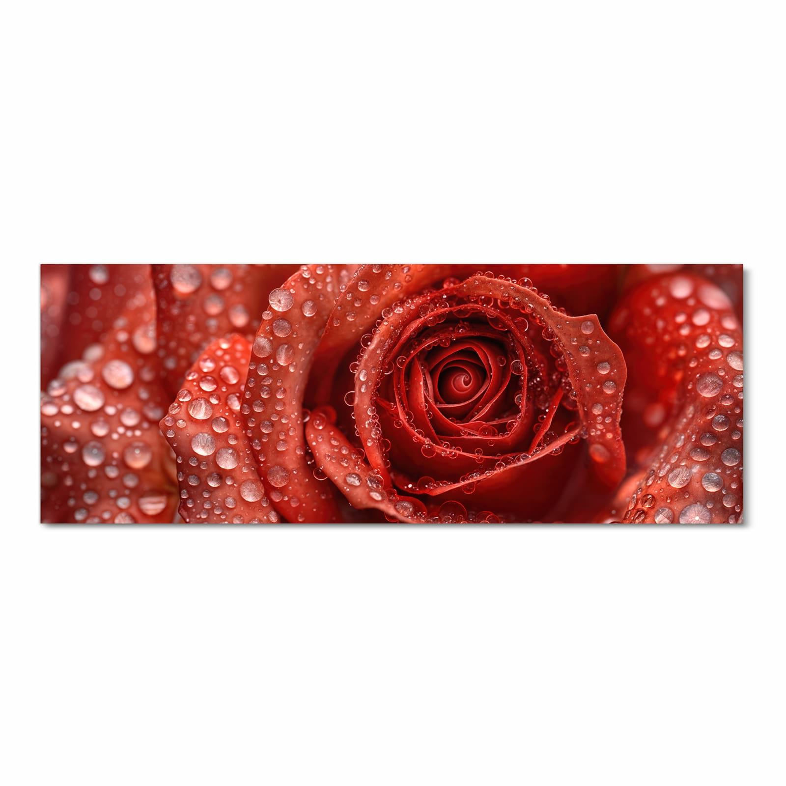 Hygienischer langer Teppich für Flur mit Motiv Wassertropfen Rose in Frontansicht