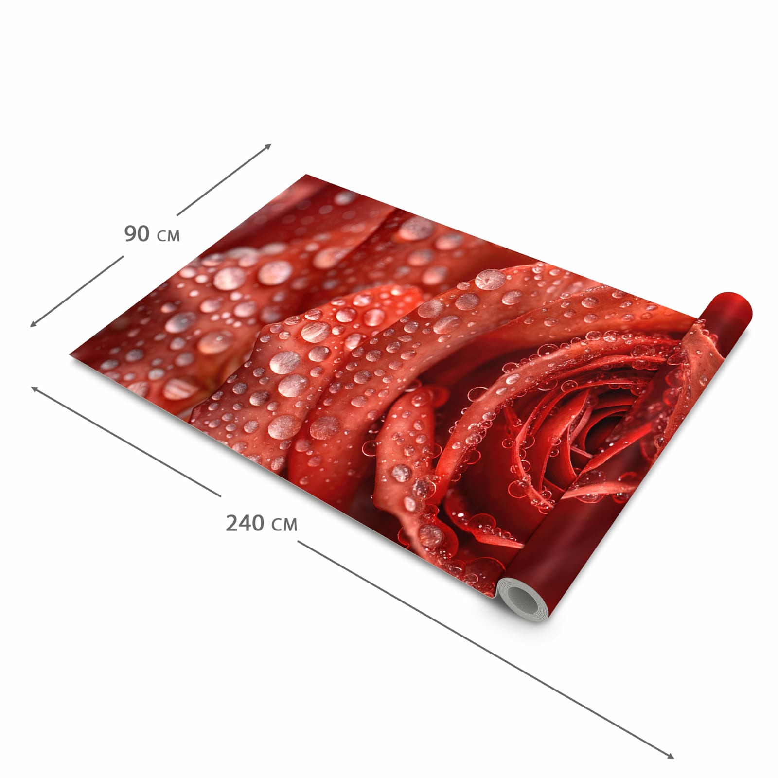 Geräuschdämpfender Küchenläufer mit Motiv Wassertropfen Rose in der Grösse 80x250 cm