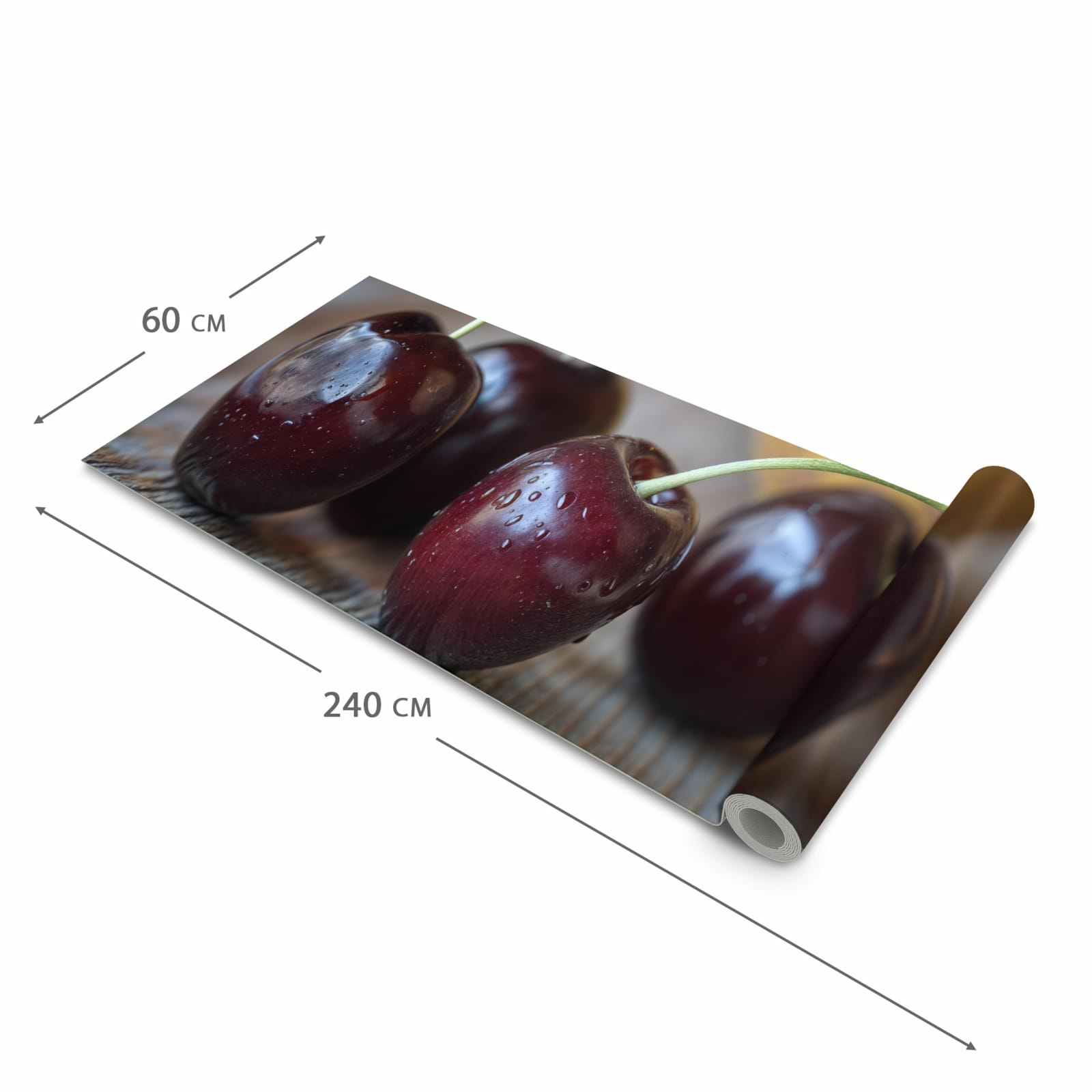 Wasserabweisender Küchenteppich mit Motiv Frische Kirschen in der Größe 80x200 cm