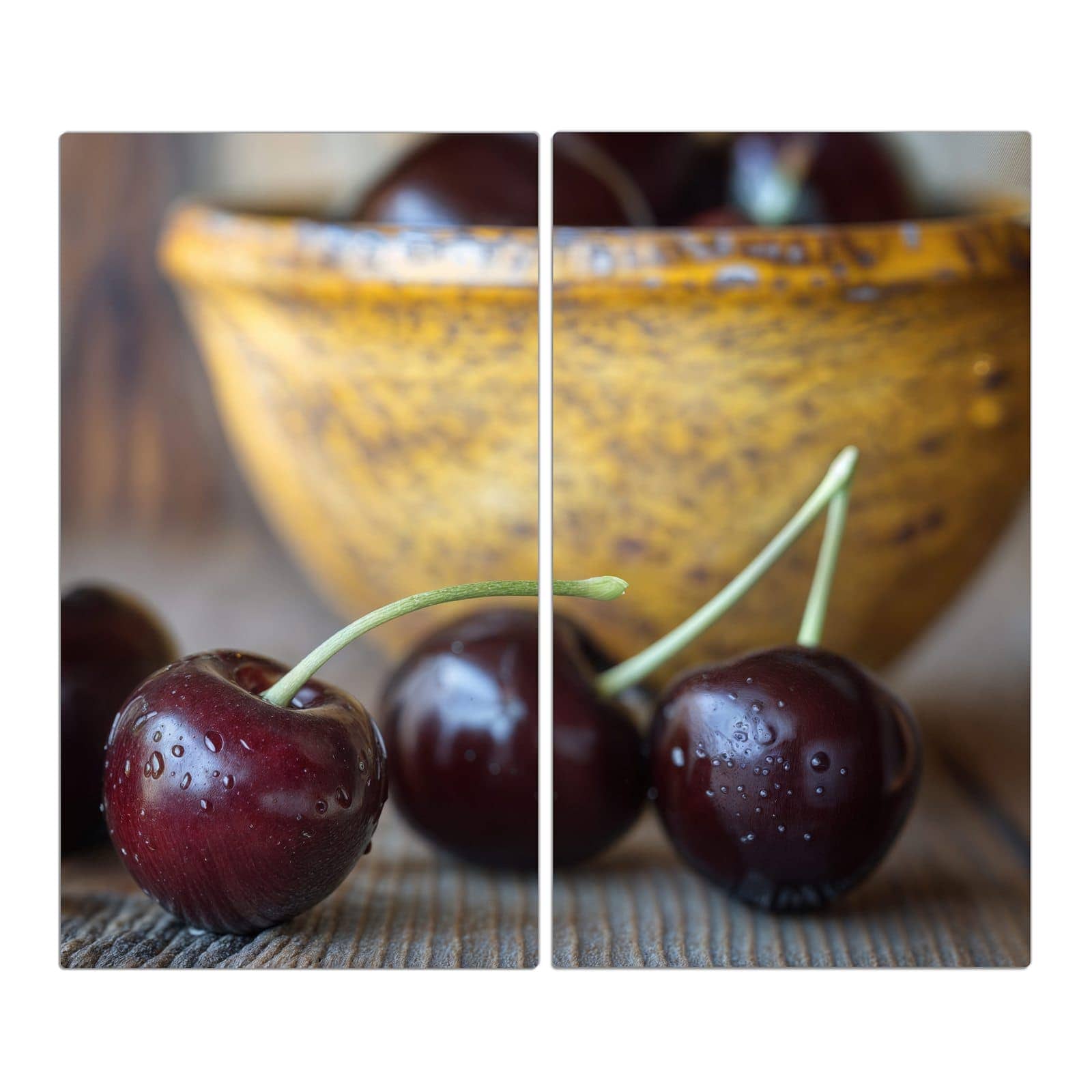 2-teilige Abdeckplatten mit Frische Kirschen-Motiv in der Frontansicht #grösse_2-Teilig (60x52cm)