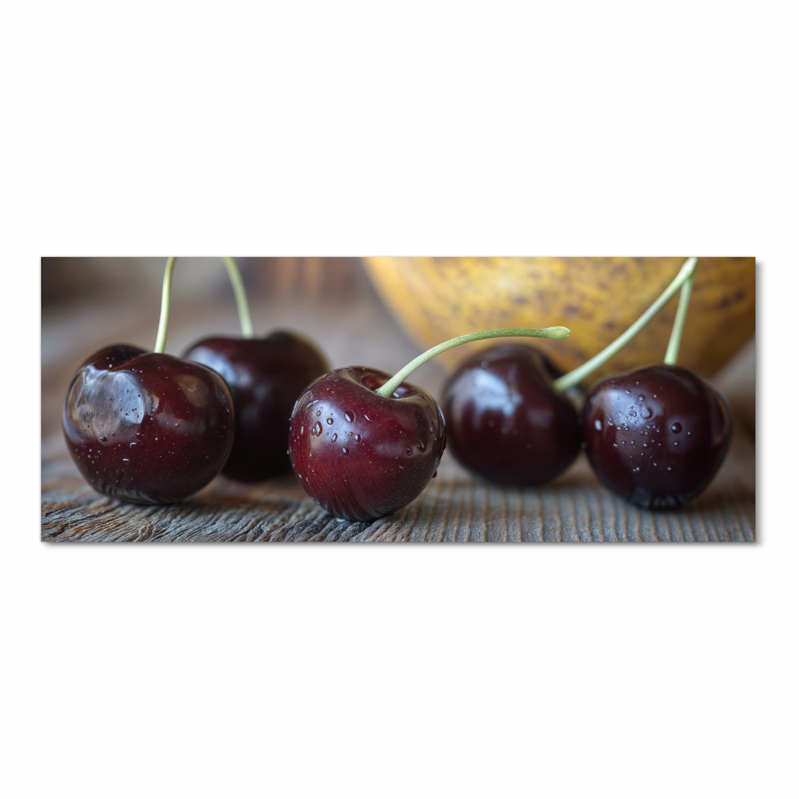 Abwaschbarer Küchenläufer mit Motiv Frische Kirschen in Frontansicht für Ordnung