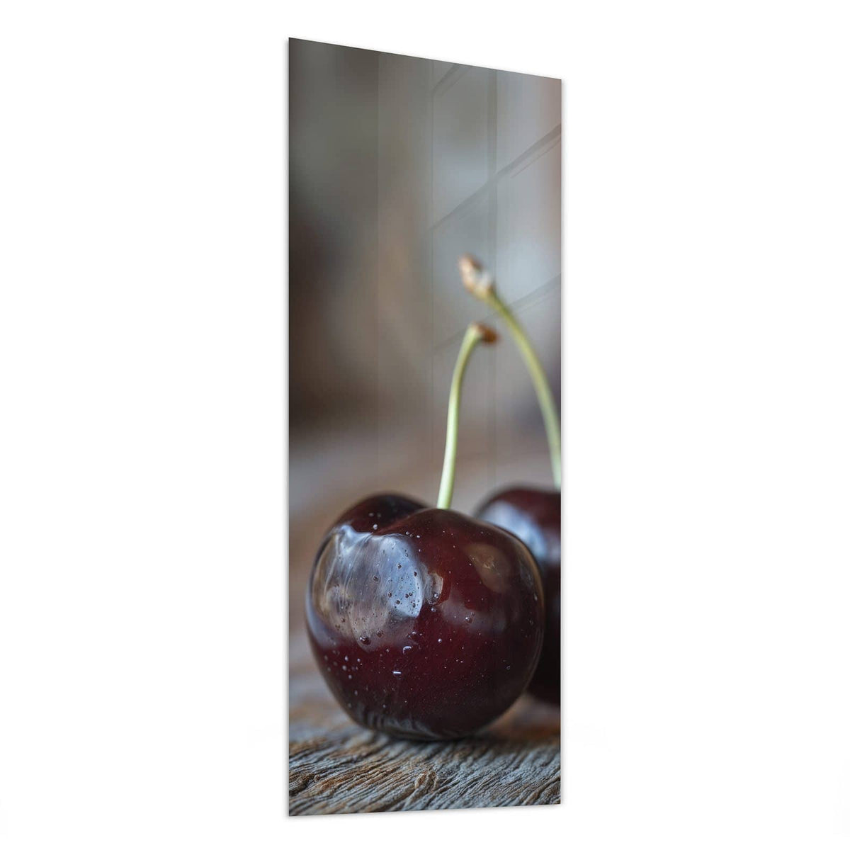 Glasbild Süße Kirschen von der Seite, 4 mm Echtglas