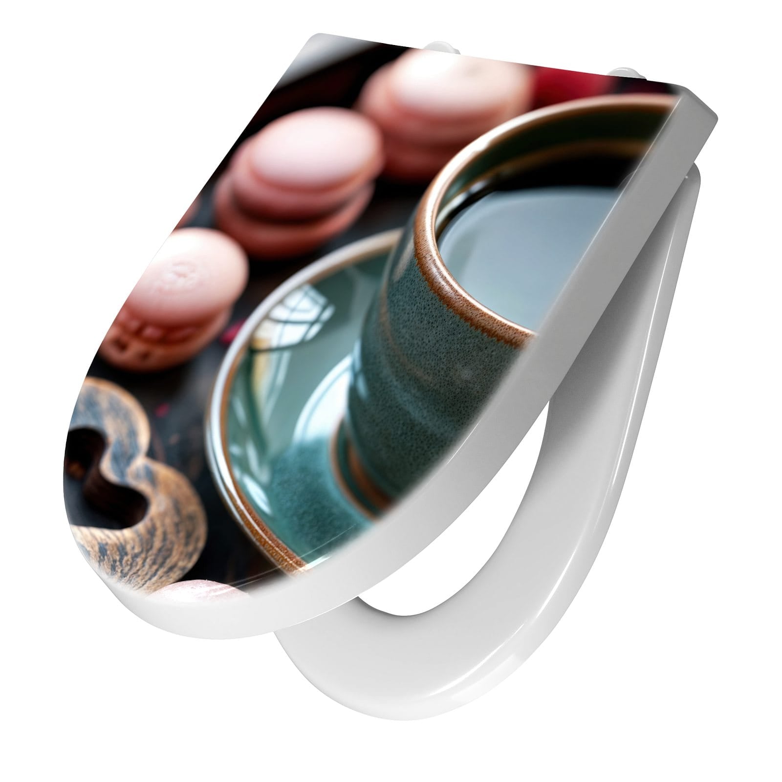 WC-Sitz mit Absenkautomatik Kaffeepause Macarons