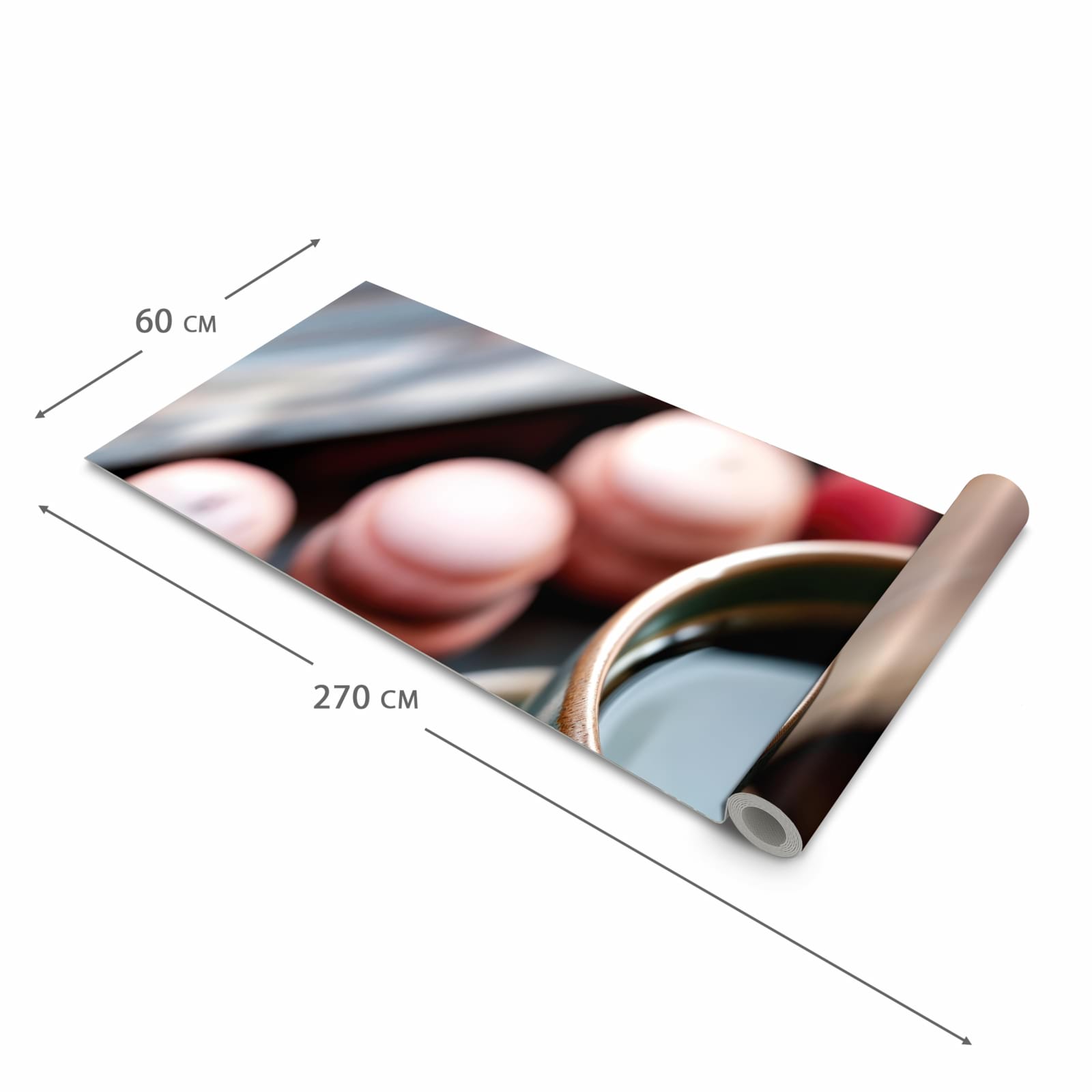 Küchenteppich mit Motiv Kaffeepause Macarons in der Grösse 80x200 cm für Ordnung & Übersicht