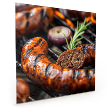 Küchenrückwand mit dem Motiv Bratwurst vom Grill