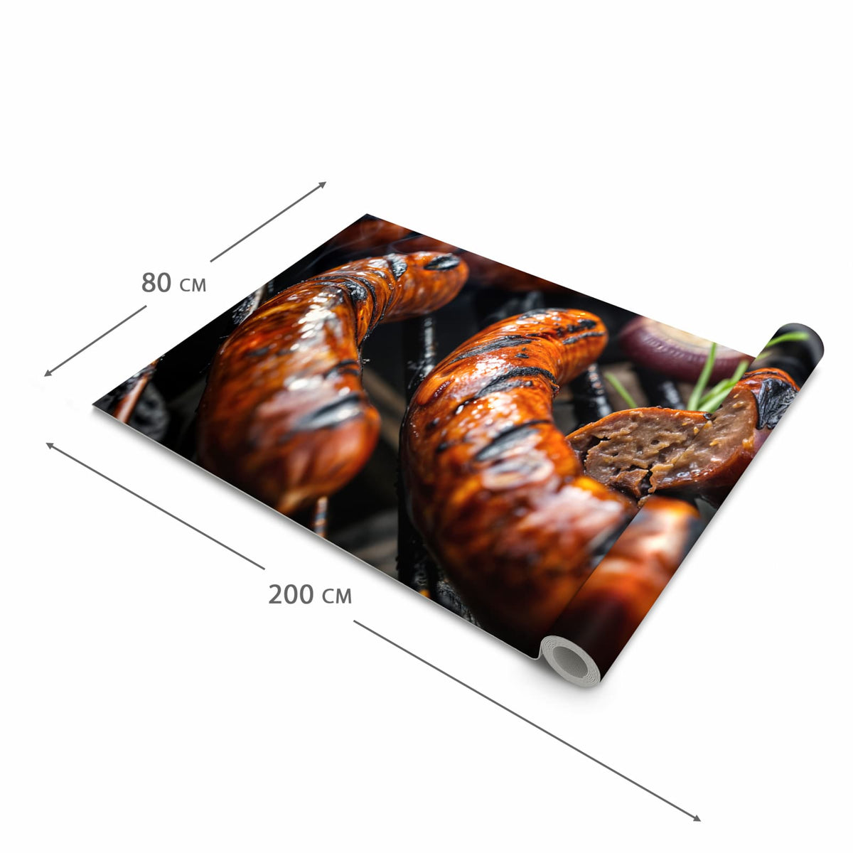 Rutschhemmender Läufer Eingangsbereich mit Motiv Grillwurst B B Q in der Grösse 60x90 cm