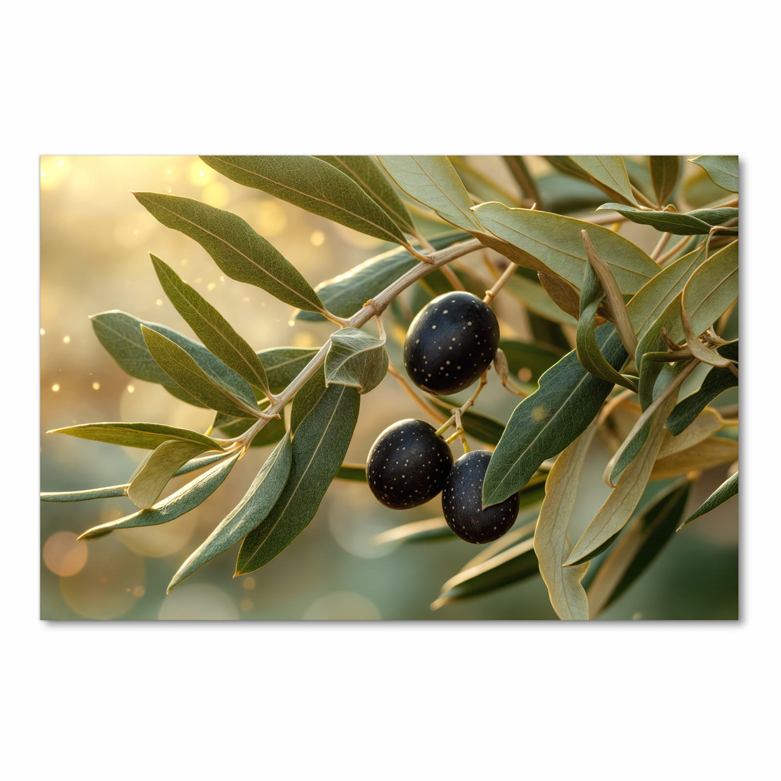 Bodenschonender Teppich fürs Esszimmer mit Motiv Olivenzweig in Frontansicht, waschbar