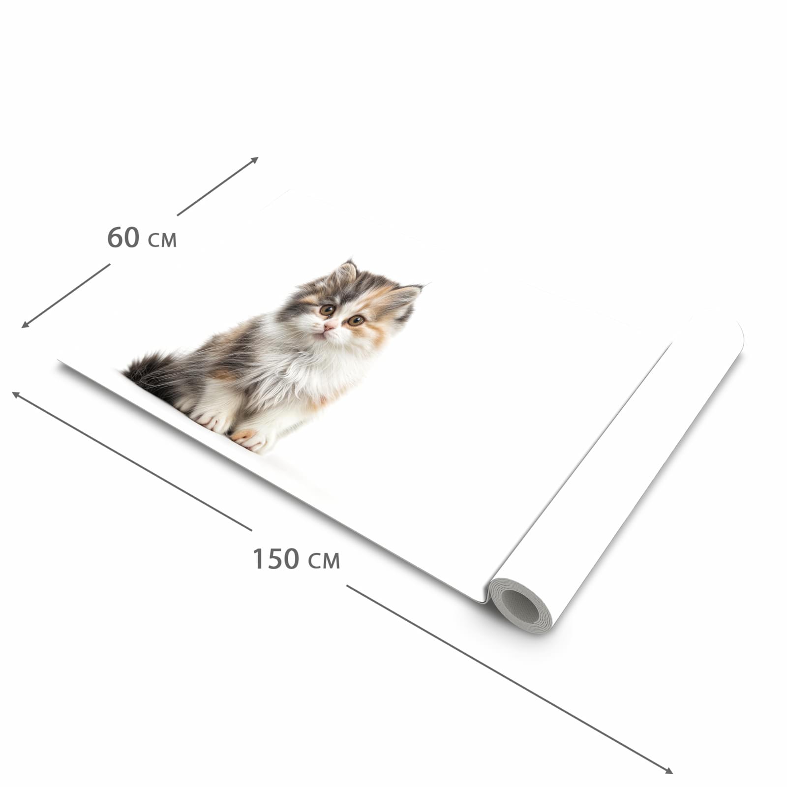Pflegeleichter Teppichläufer für die Küche mit Motiv Flauschige Katze in der Grösse 60x270 cm