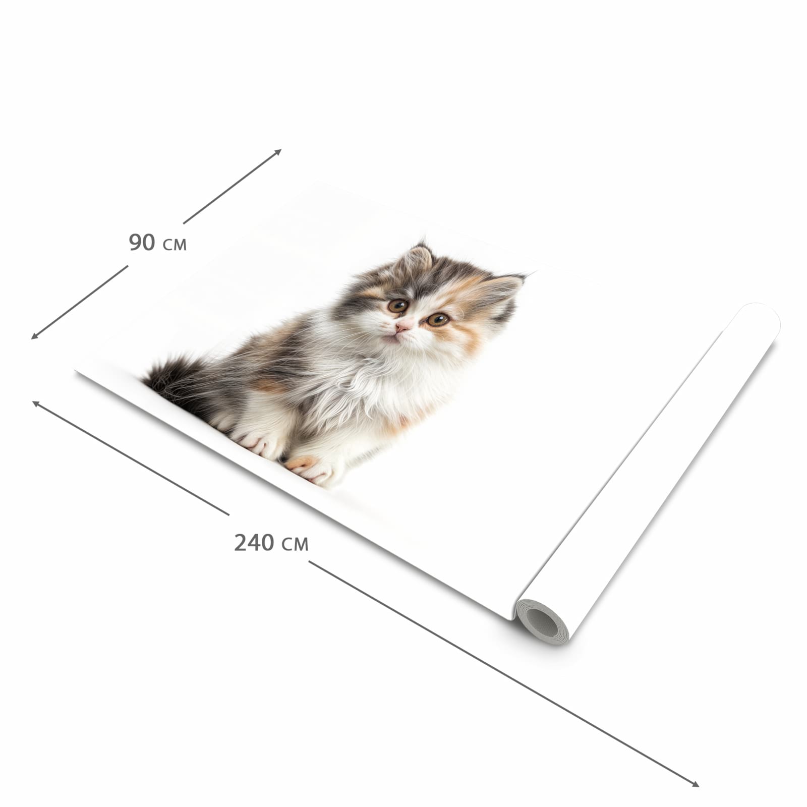 Rutschfester Küchenteppich mit Motiv Flauschige Katze in der Größe 60x300 cm schützt den Boden