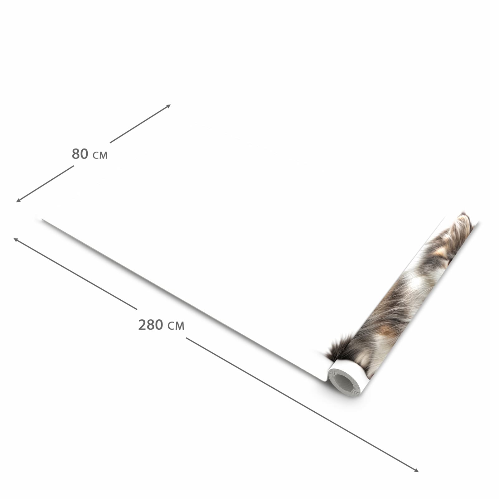 Langlebiger waschbarer Teppich mit Motiv Flauschige Katze in der Grösse 60x300 cm