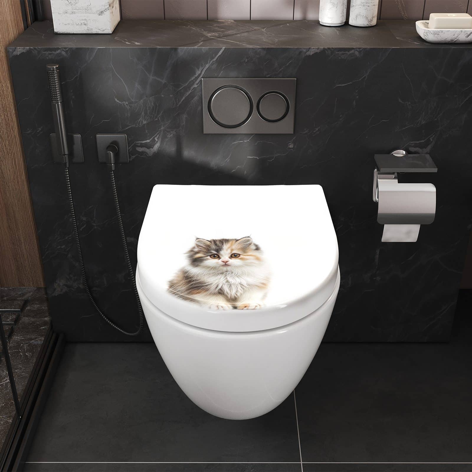 WC-Sitz mit Absenkautomatik Flauschige Katze