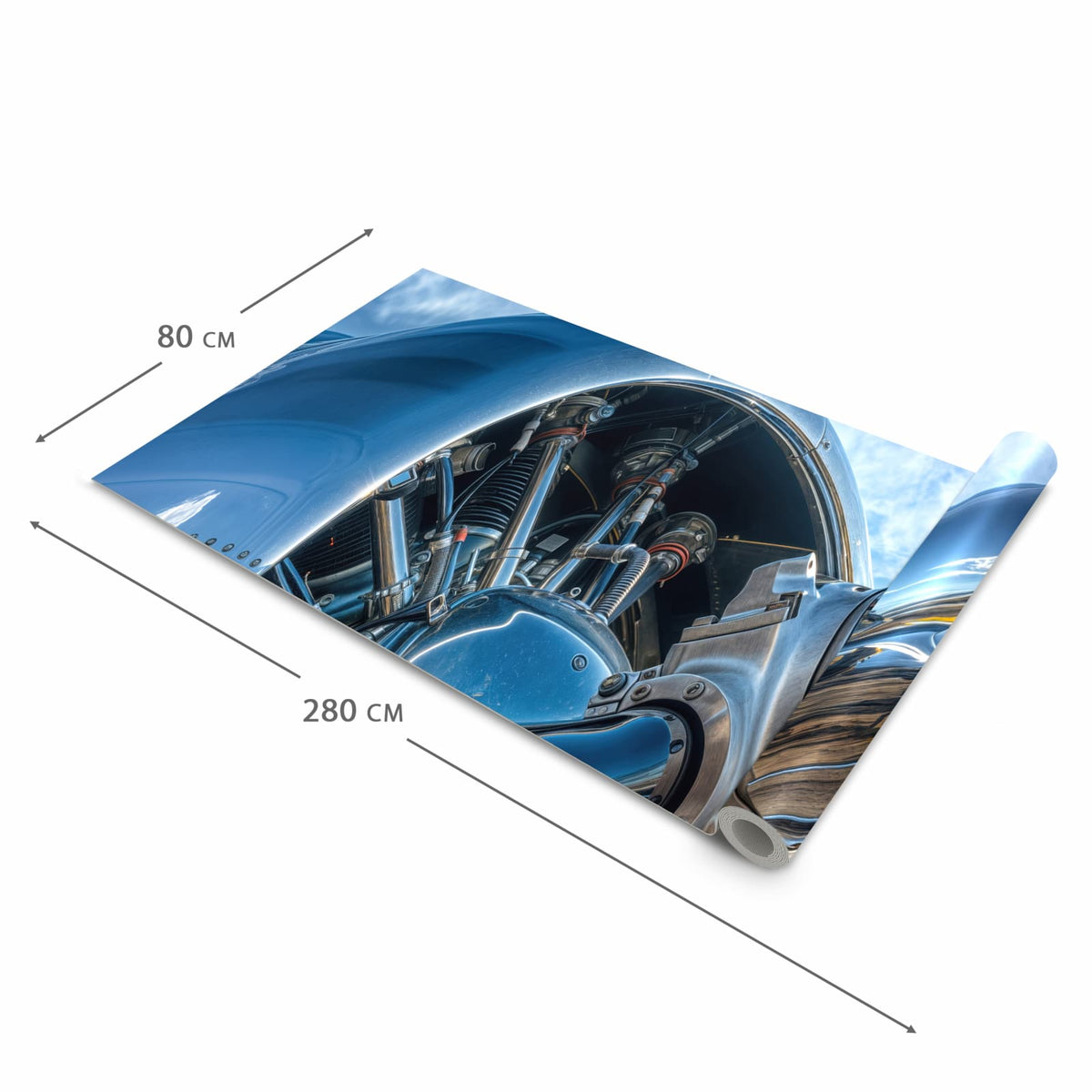 Fleckenresistenter Küchenläufer mit Motiv Flugzeugmotor in der Grösse 60x270 cm