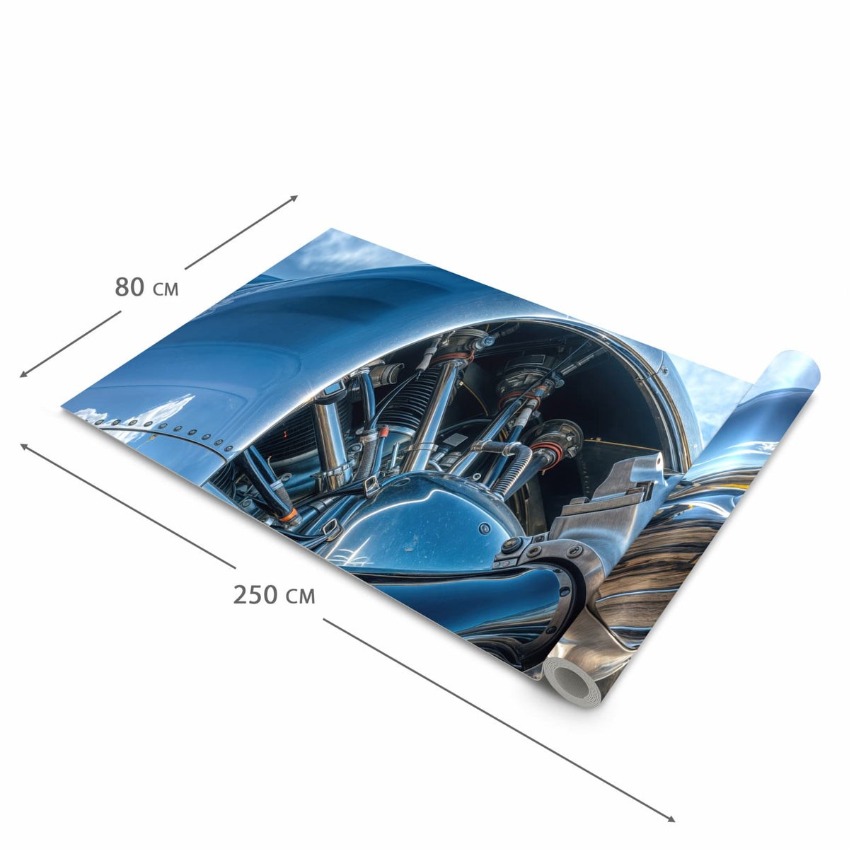 Wasserabweisender Küchenläufer mit Motiv Flugzeugmotor in der Größe 60x270 cm