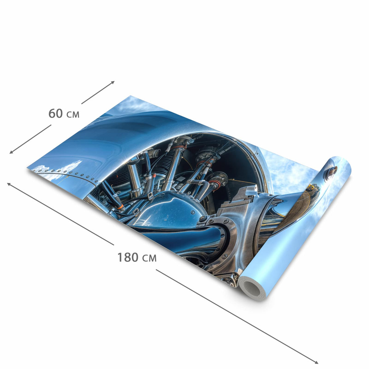 Küchenteppich mit Motiv Flugzeugmotor in der Grösse 60x270 cm für sichere Aufbewahrung