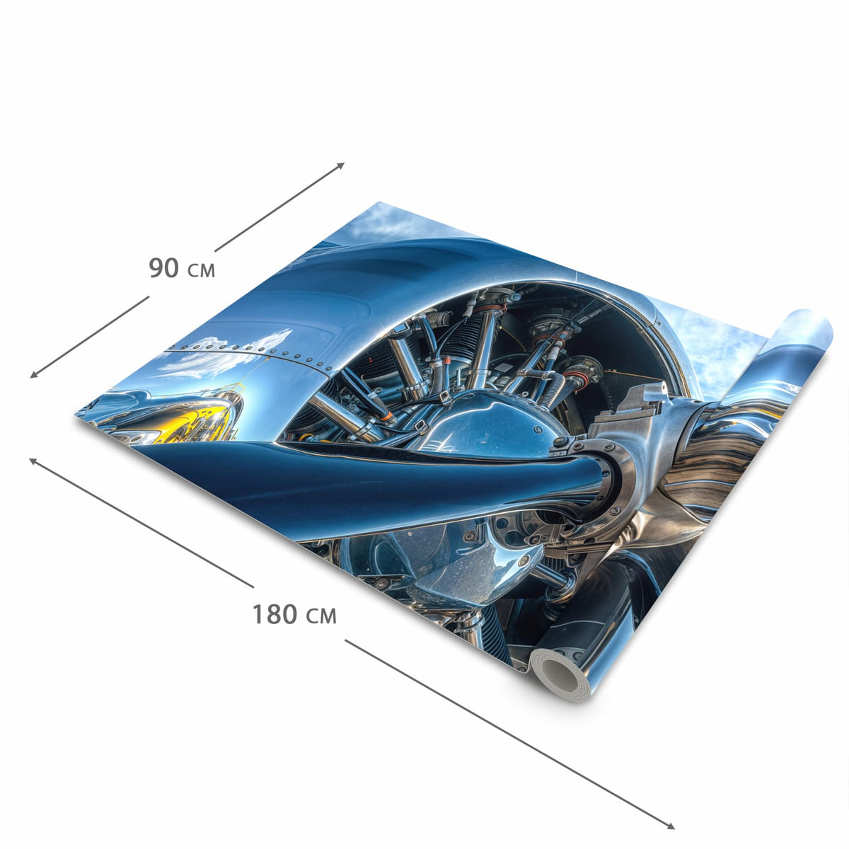 Geruchsneutraler waschbarer Teppich Küche mit Motiv Flugzeugmotor in der Grösse 60x270 cm