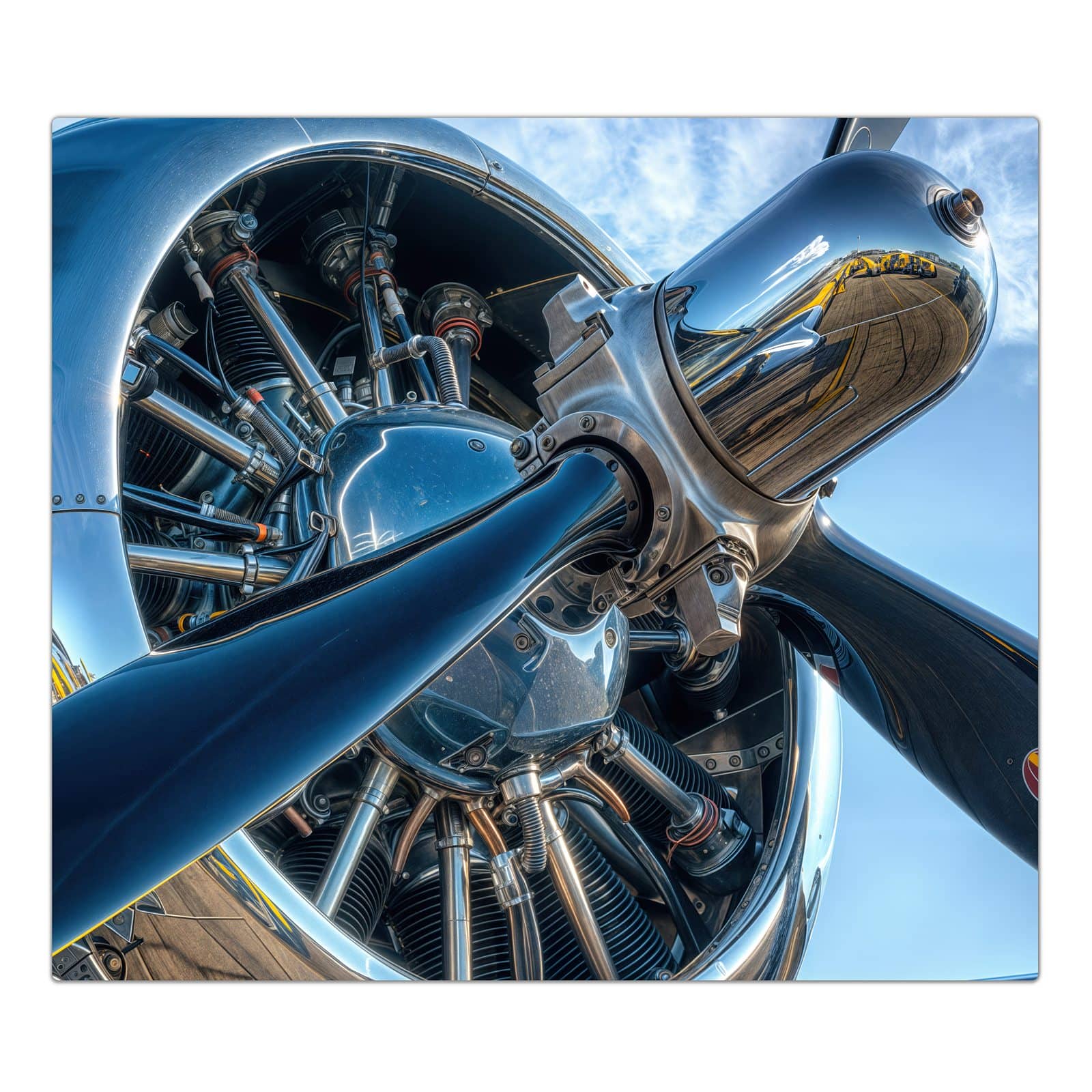 1-teilige Herdabdeckplatten für Ceranfeld mit Flugzeugmotor-Motiv in der Frontansicht #grösse_1-Teilig (60x52cm)