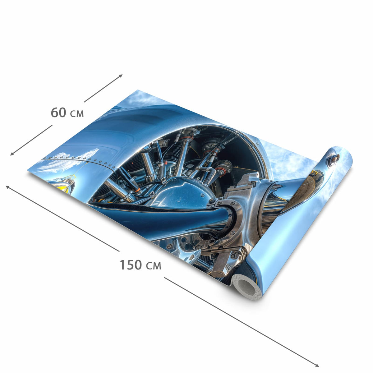 Formstabiler Küchenteppich mit Motiv Flugzeugmotor in der Grösse 60x270 cm