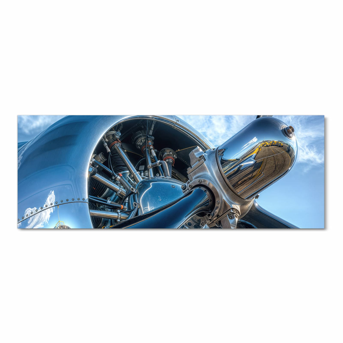 Komfortabler waschbarer Küchenteppich mit Motiv Flugzeugmotor in Frontansicht